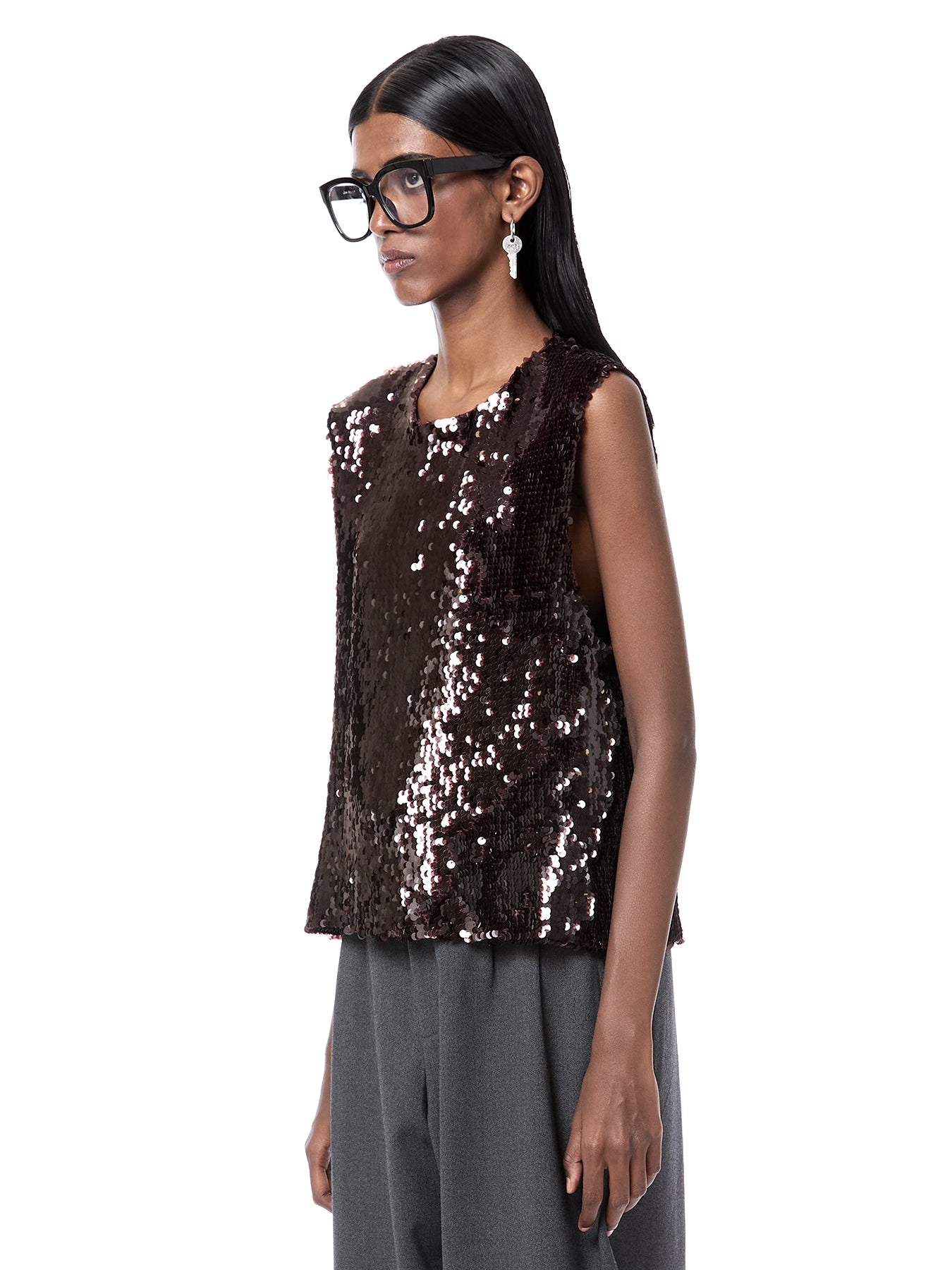 Laminated Sequined Tank Top