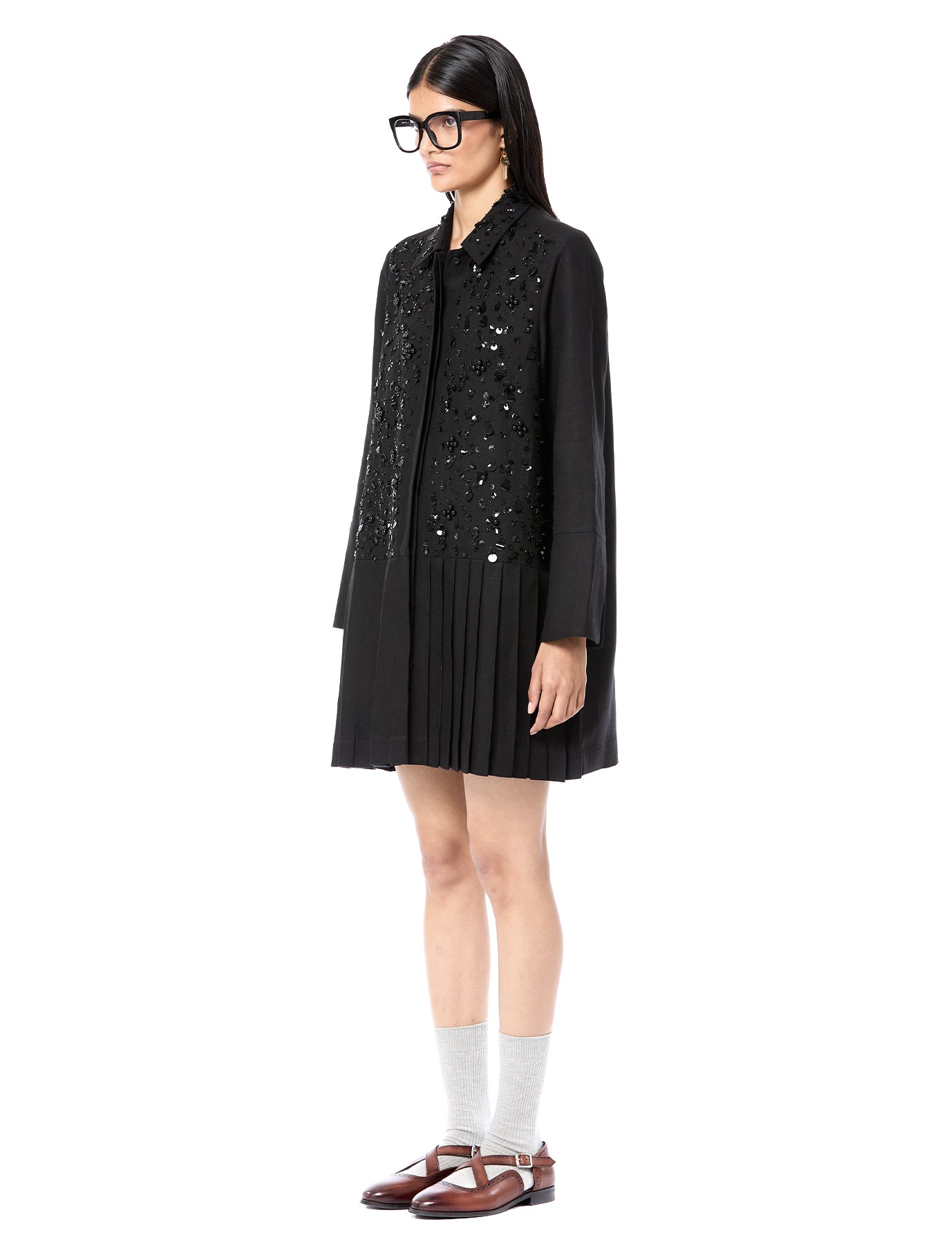 Handcrafted Pleated Shirt Dress