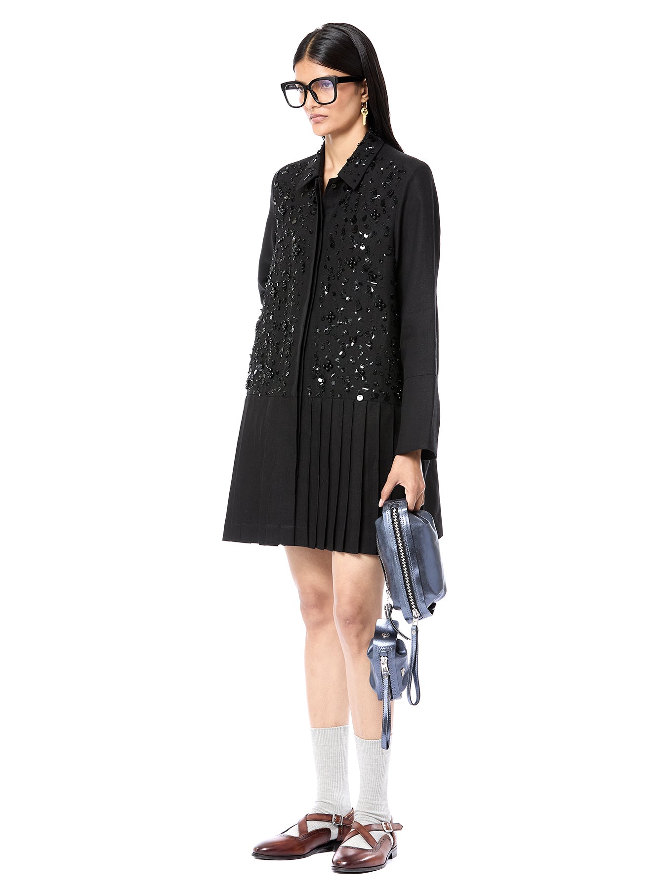 Handcrafted Pleated Shirt Dress