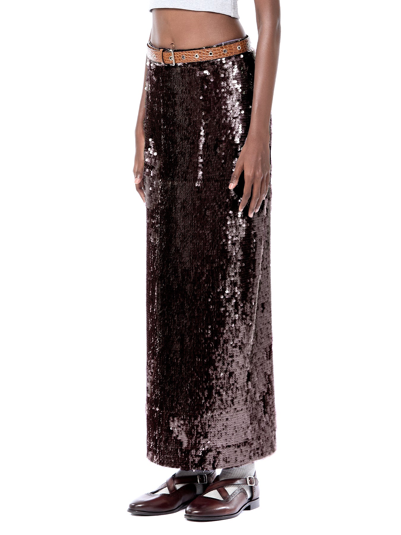 Laminated Midi Skirt