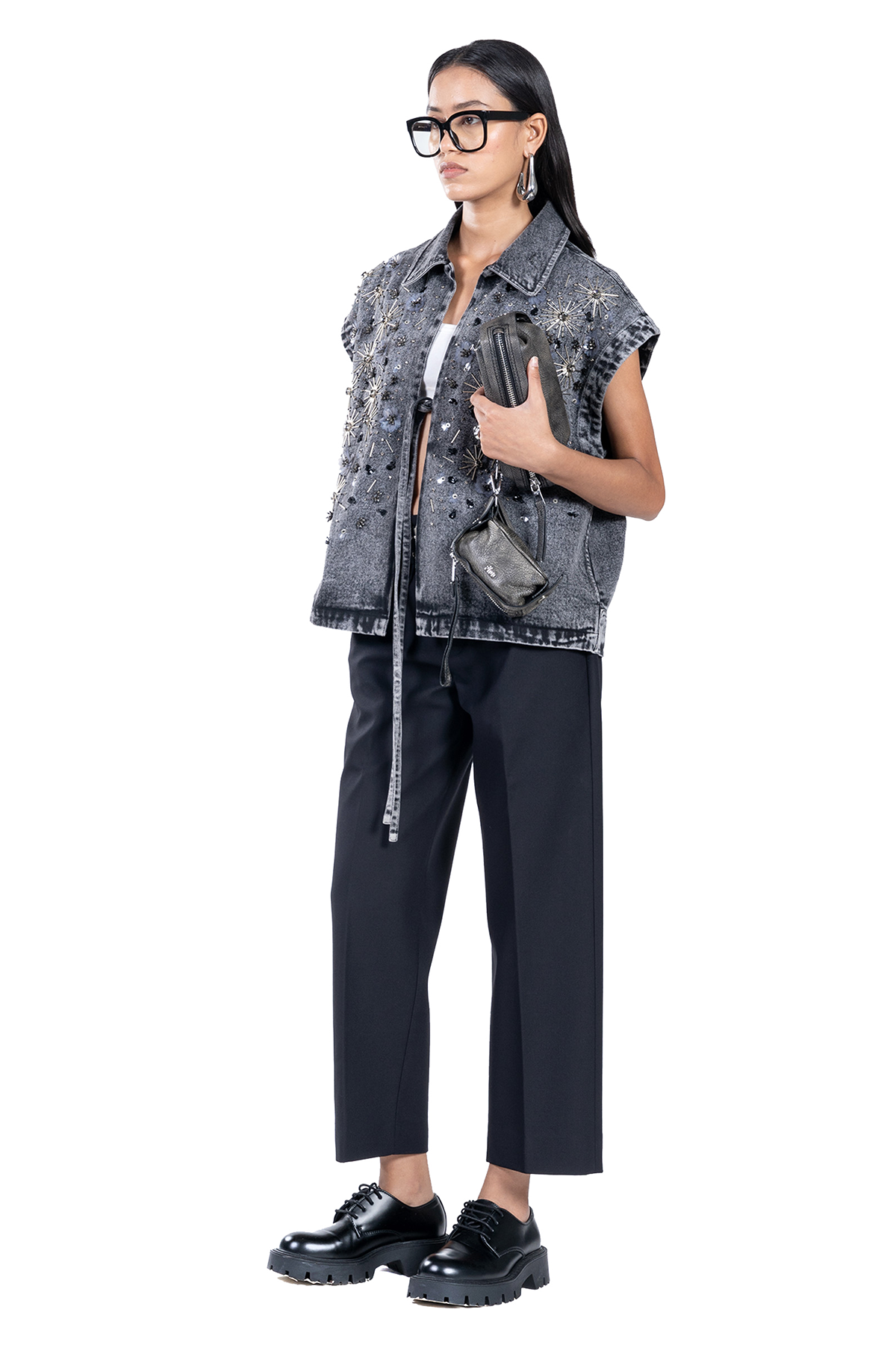HANDCRAFTED CRYSTAL TIE-UP VEST