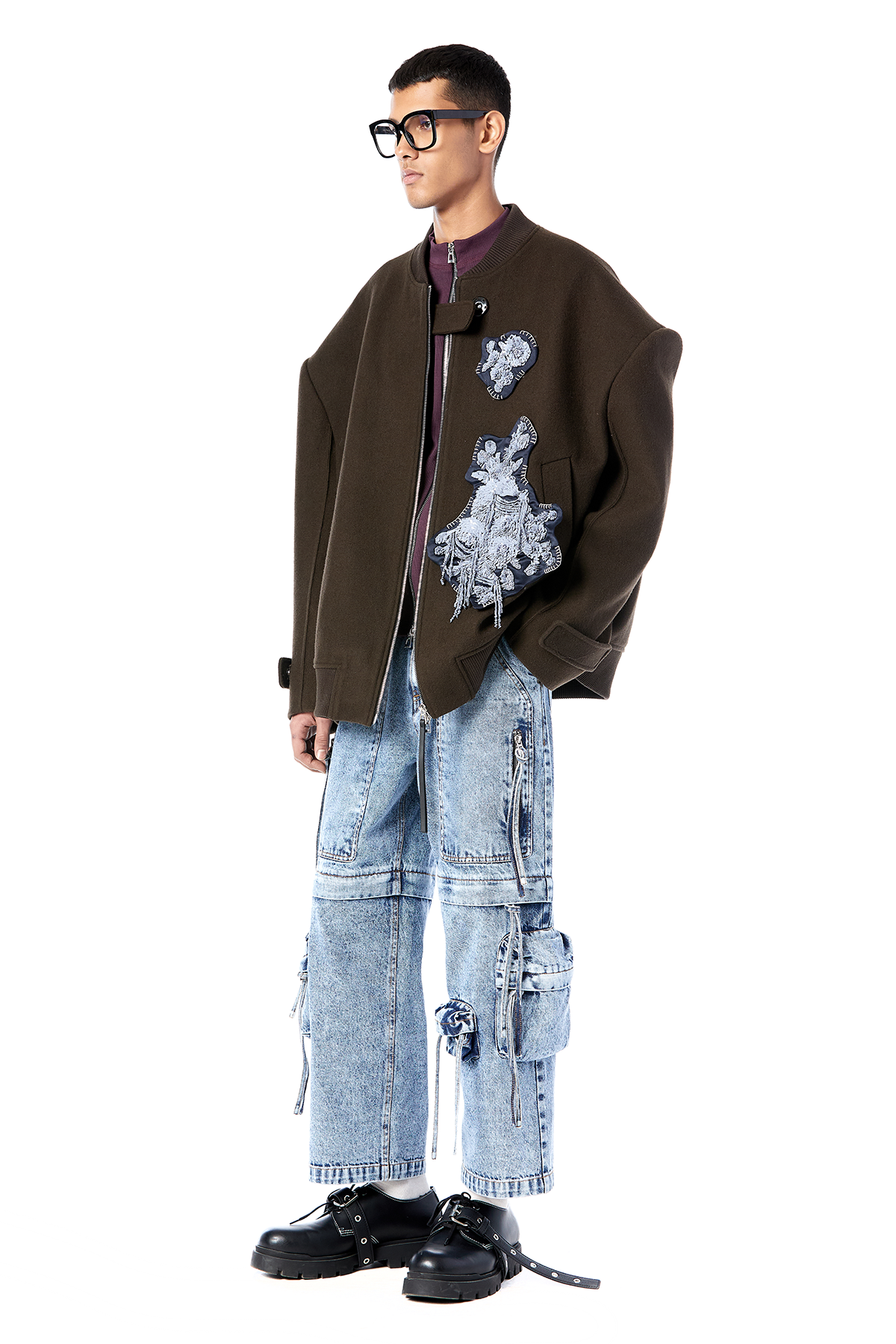 Patchwork Felt Bomber Jacket