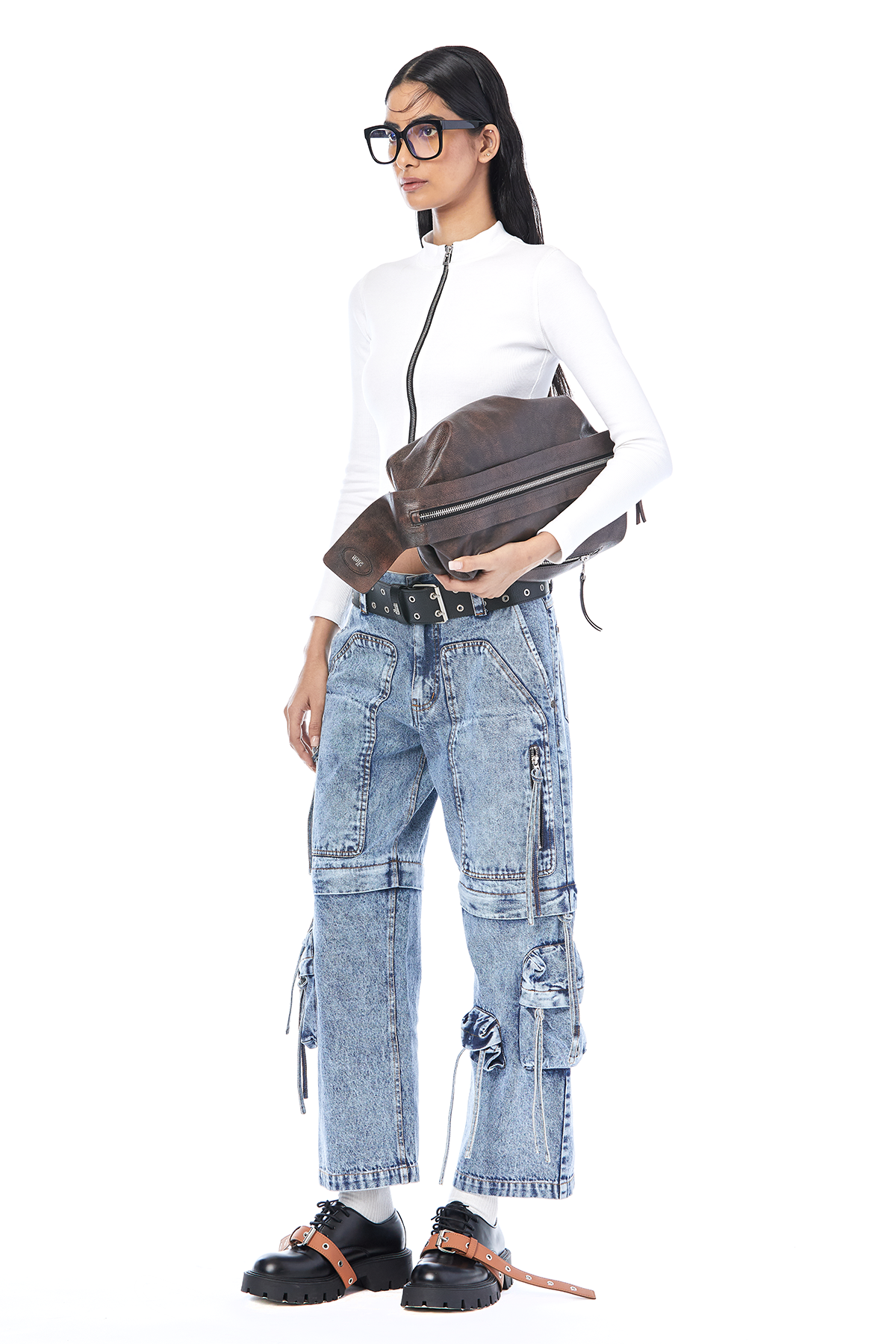 Modular Cropped Cargo Jeans