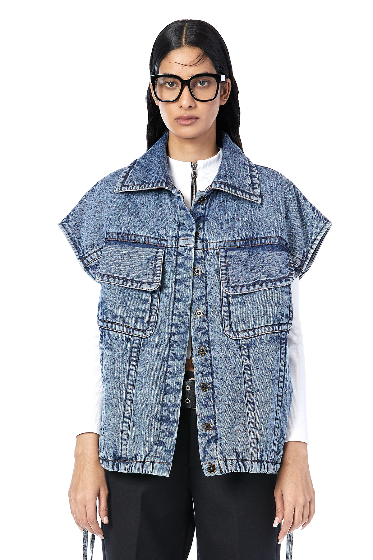 Padded Denim Vest