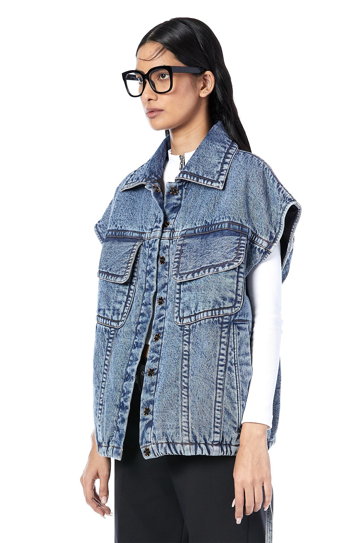 Padded Denim Vest