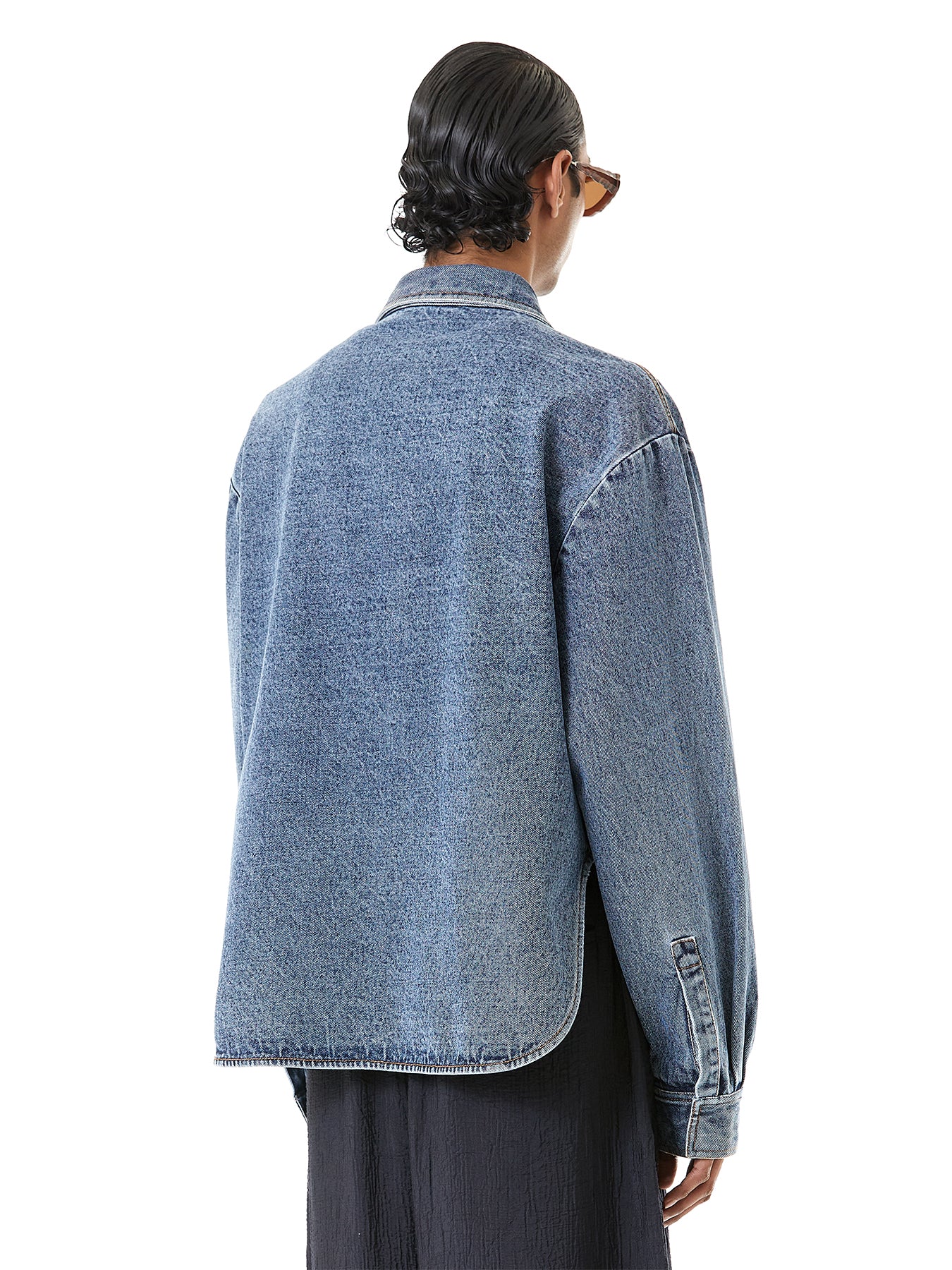 Denim Polo Shirt With Pocket Charm