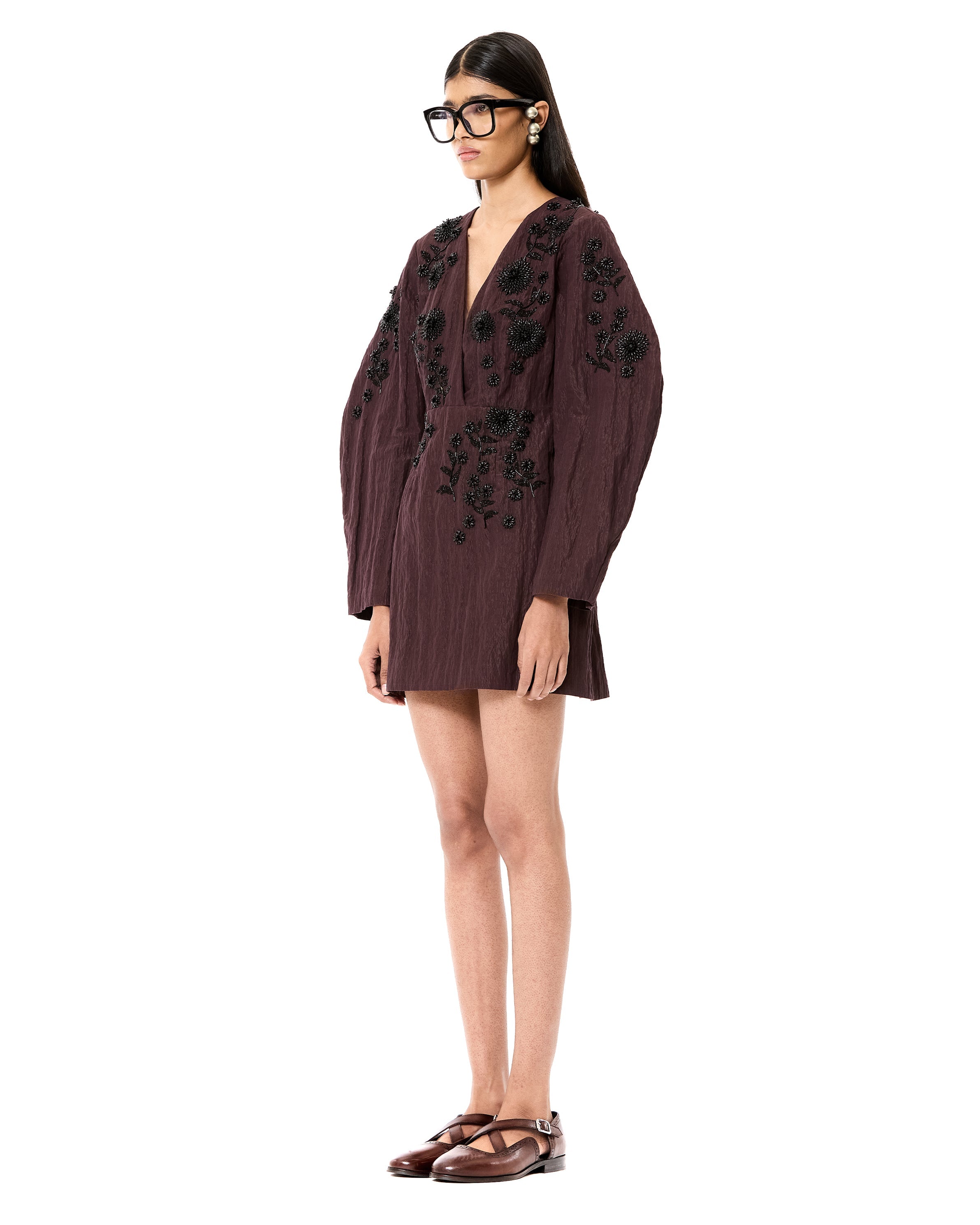 Handcrafted Crushed Balloon Sleeve Dress