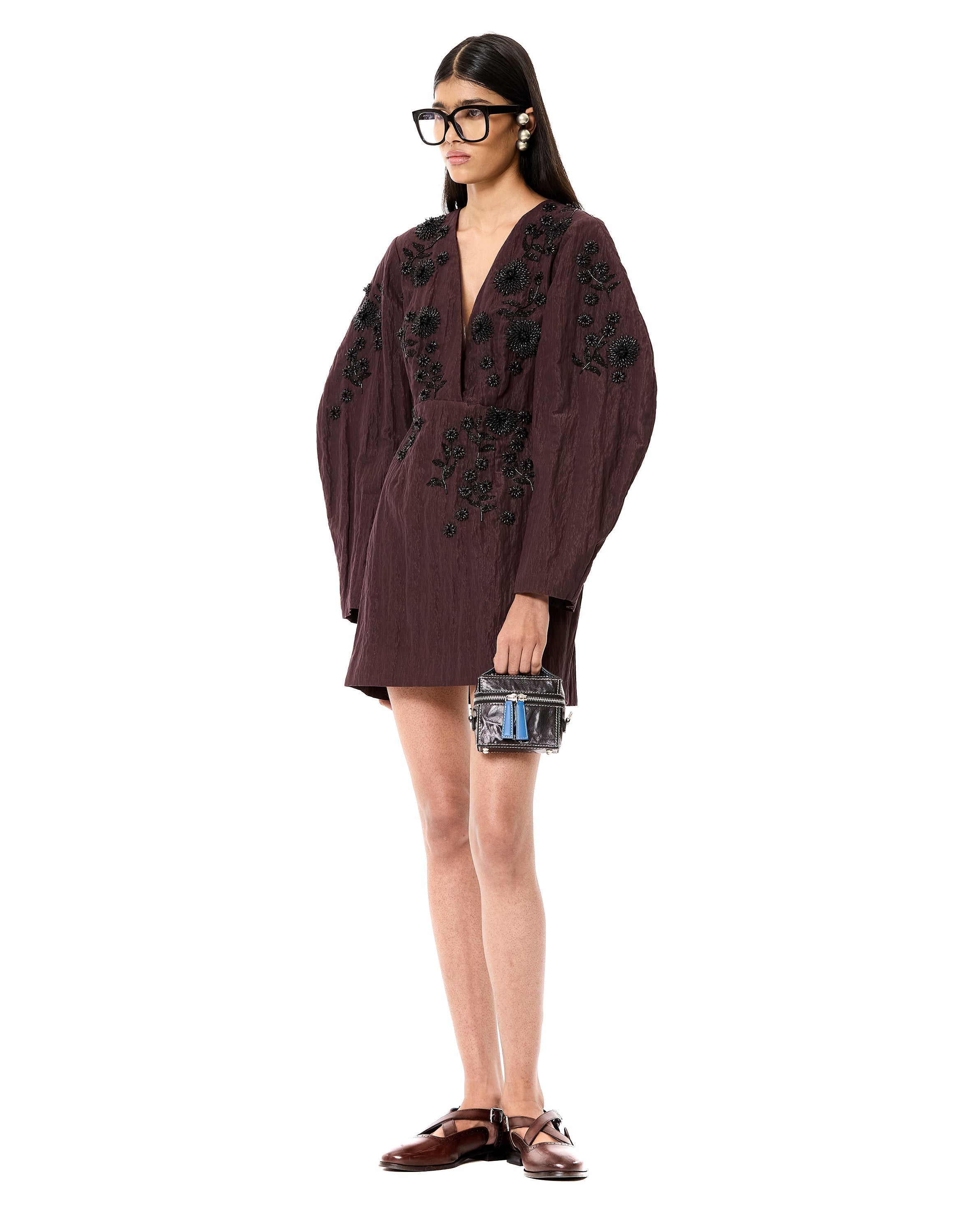 Handcrafted Crushed Balloon Sleeve Dress