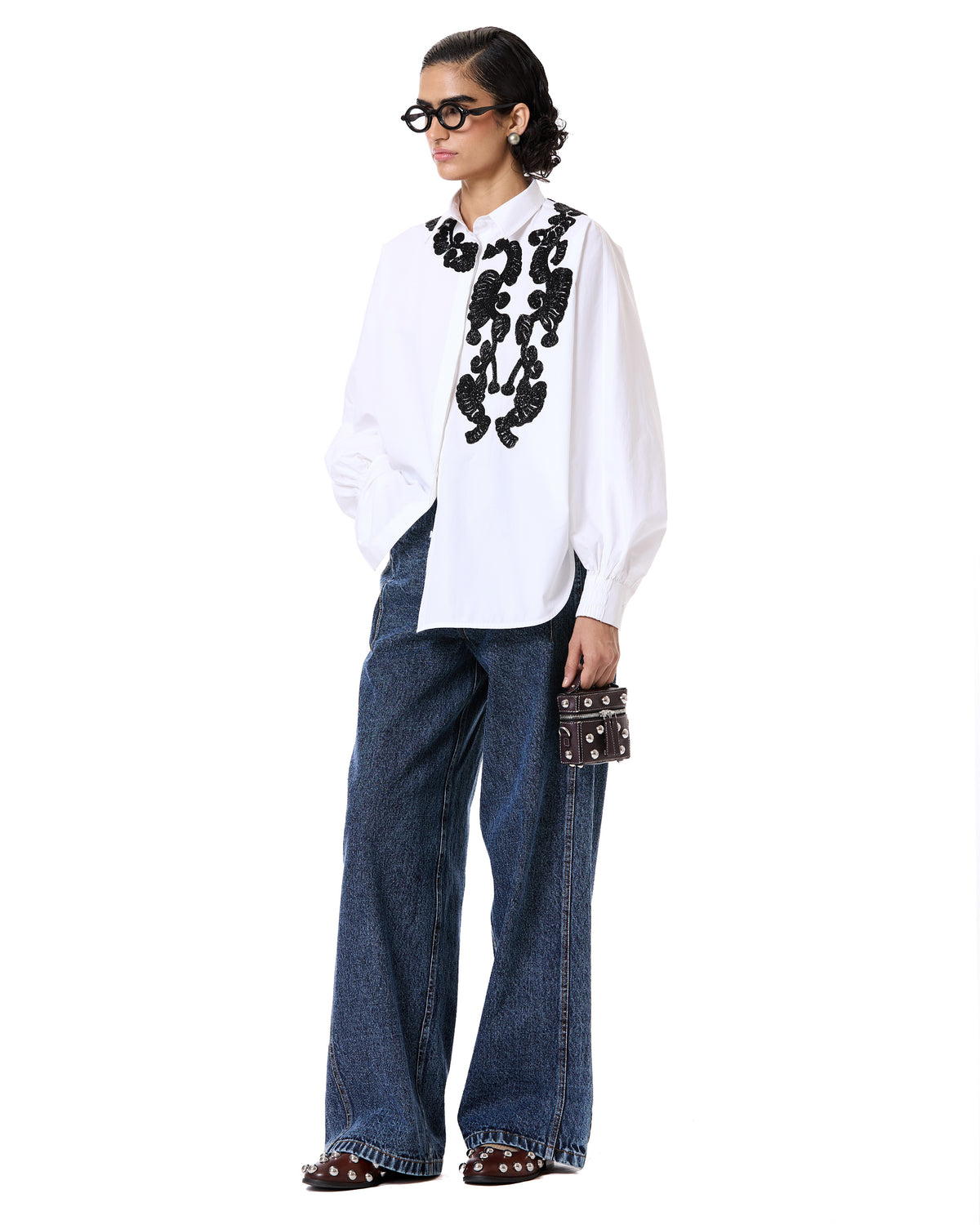 Handcrafted yoke batwing shirt