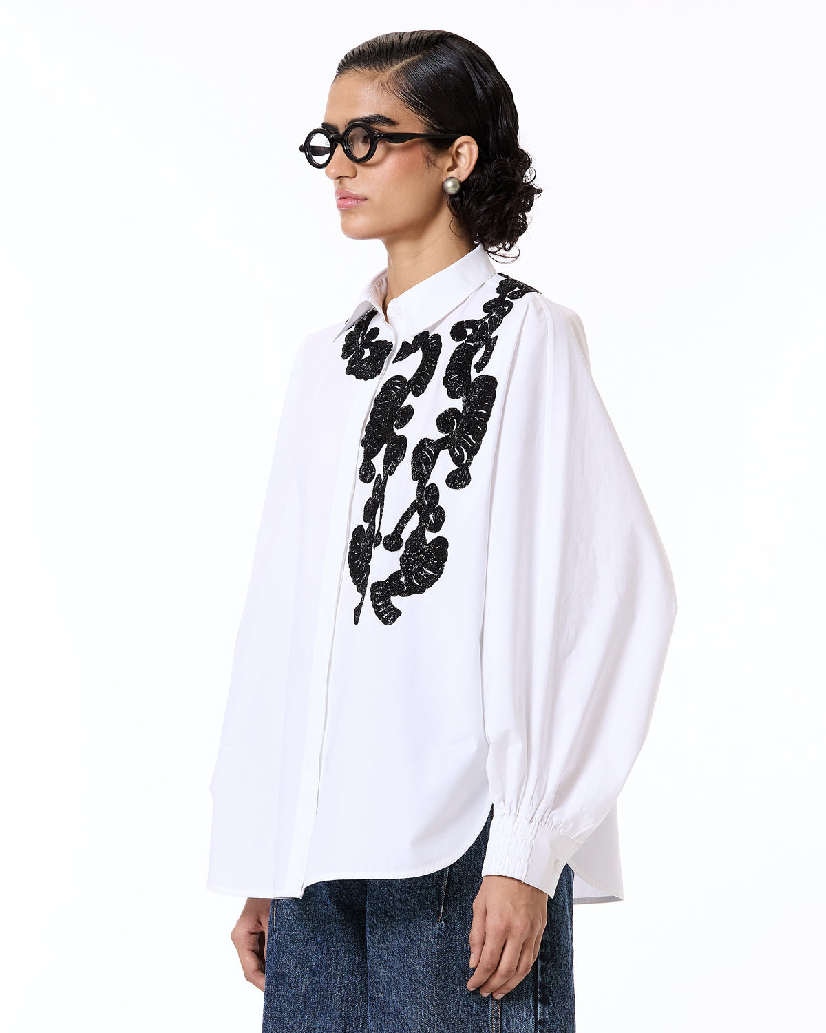 Handcrafted yoke batwing shirt