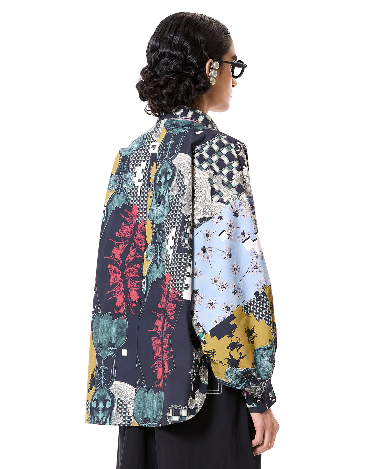 Composite Print Tie-Up Shirt