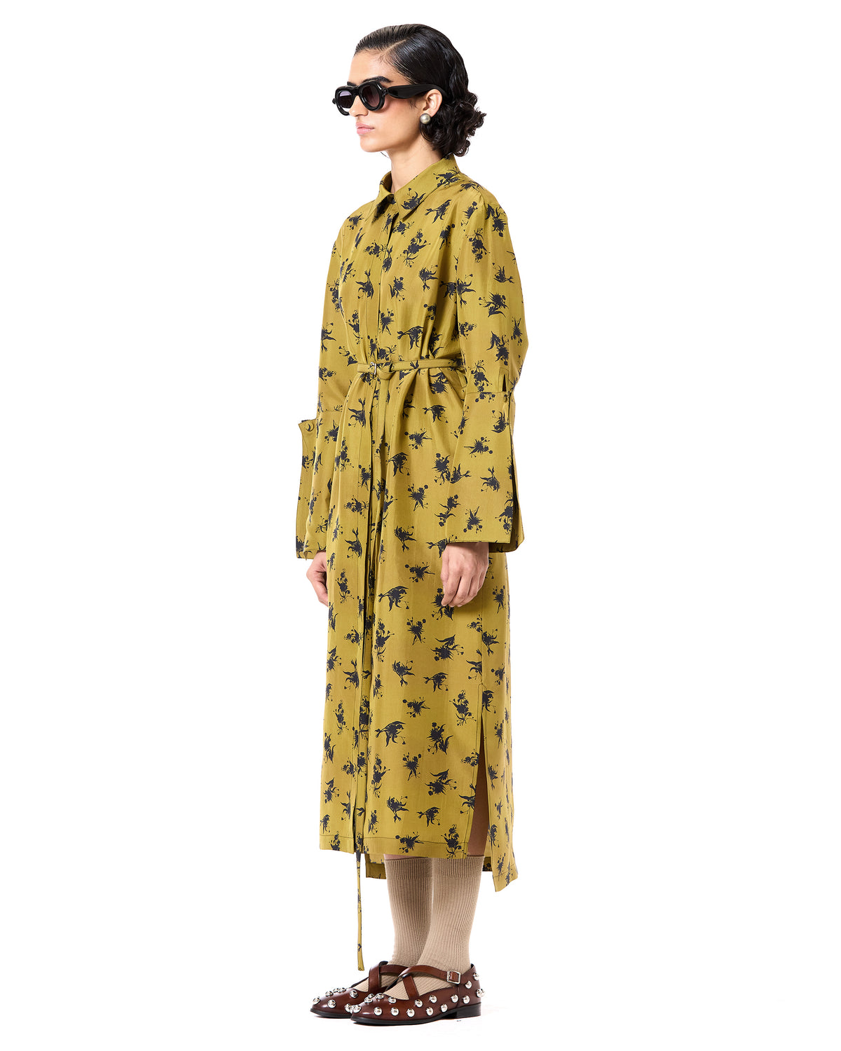 Belted Silk Shirt Dress