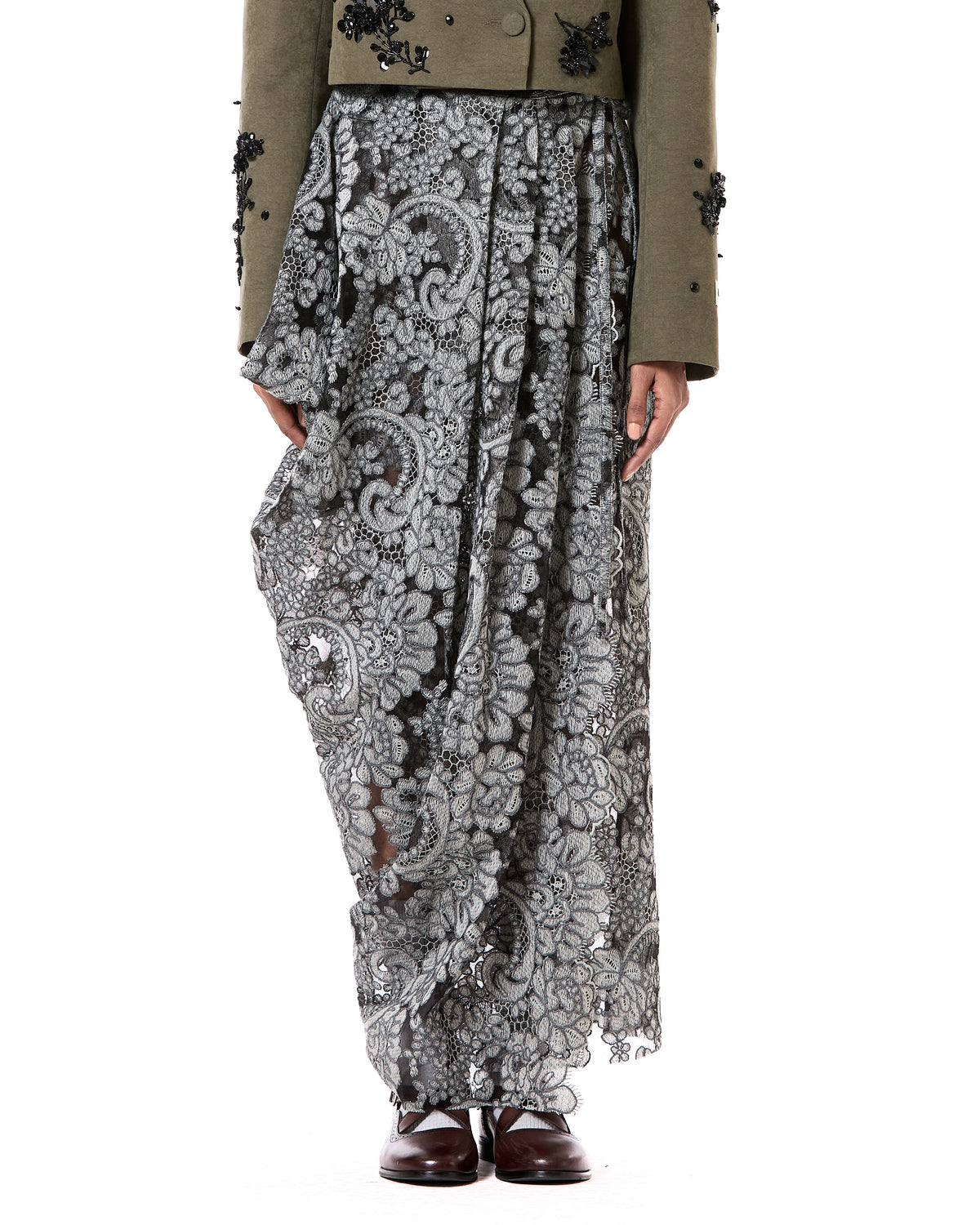 Asymmetric Wrap Lace Skirt