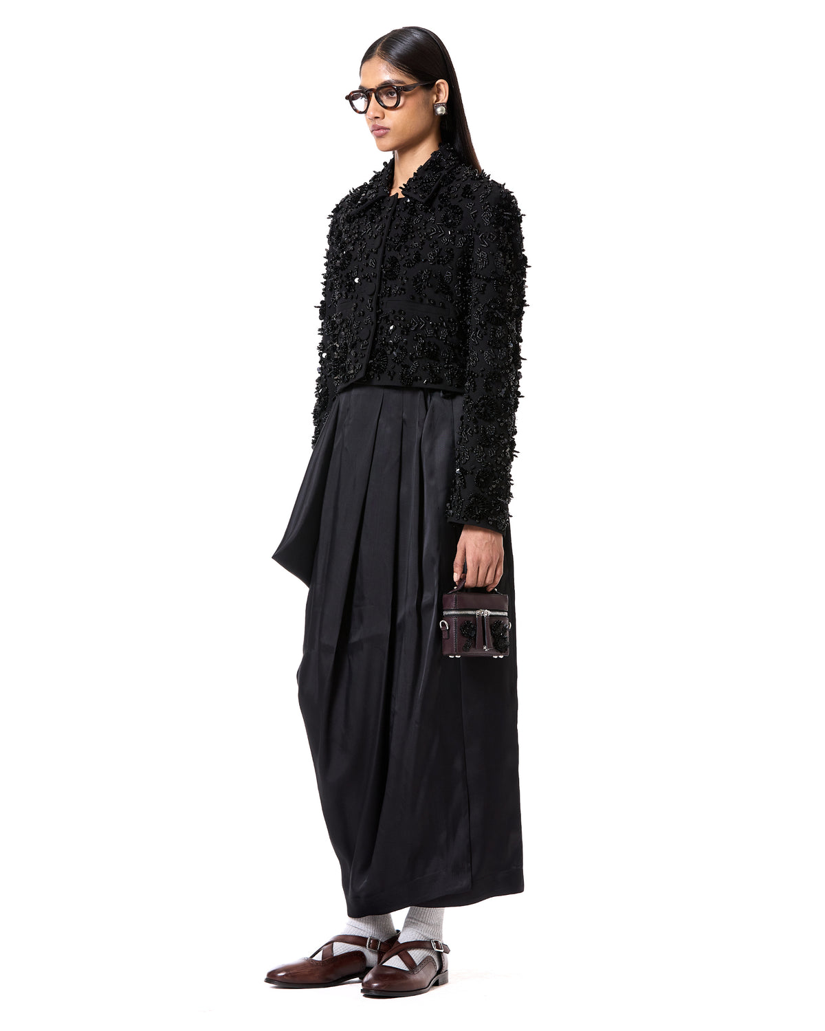 Asymmetric Satin Wrap Skirt