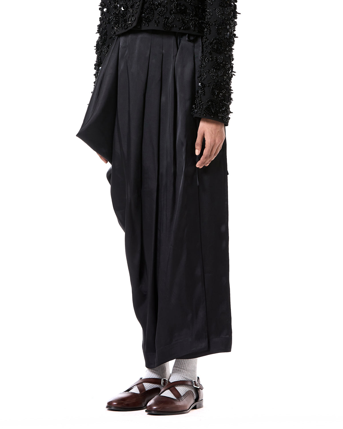 Asymmetric Satin Wrap Skirt