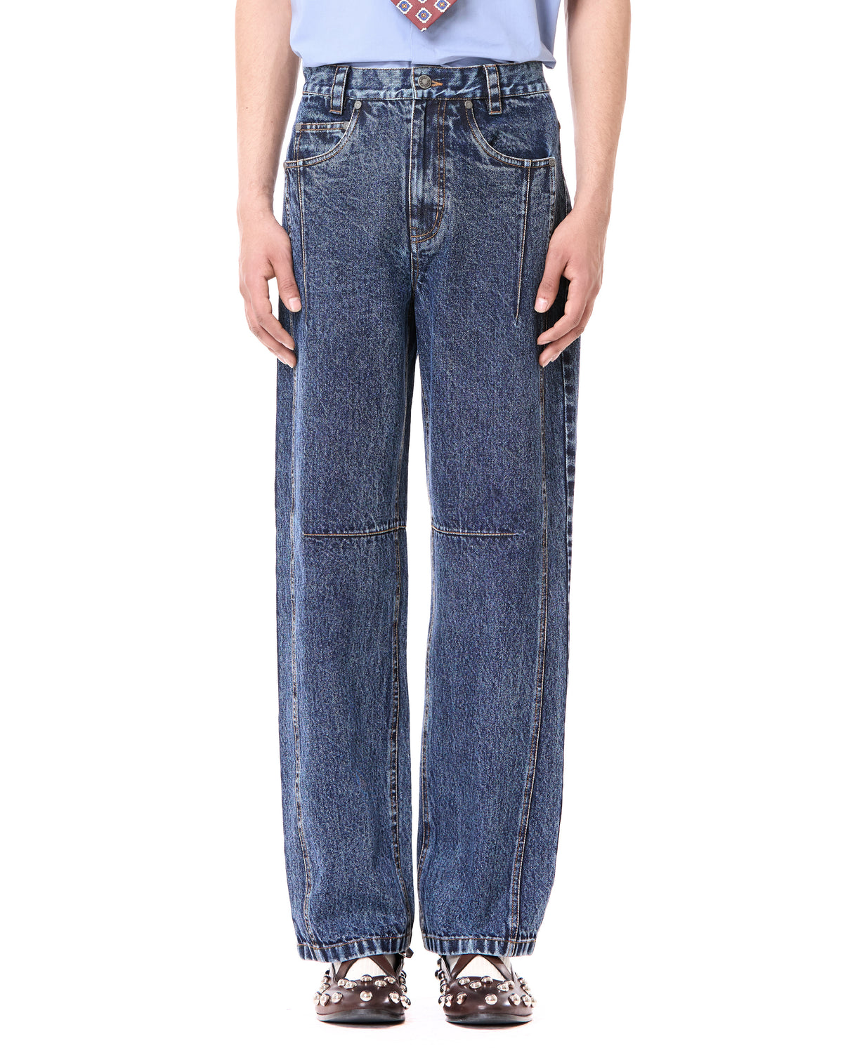 Paneled Slim Leg Jeans