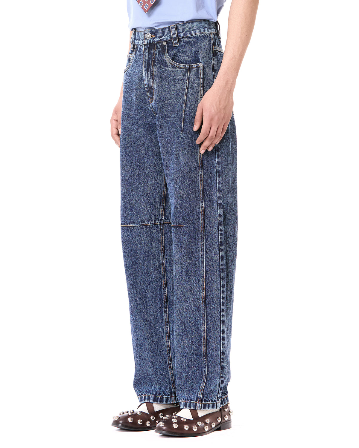 Paneled Slim Leg Jeans