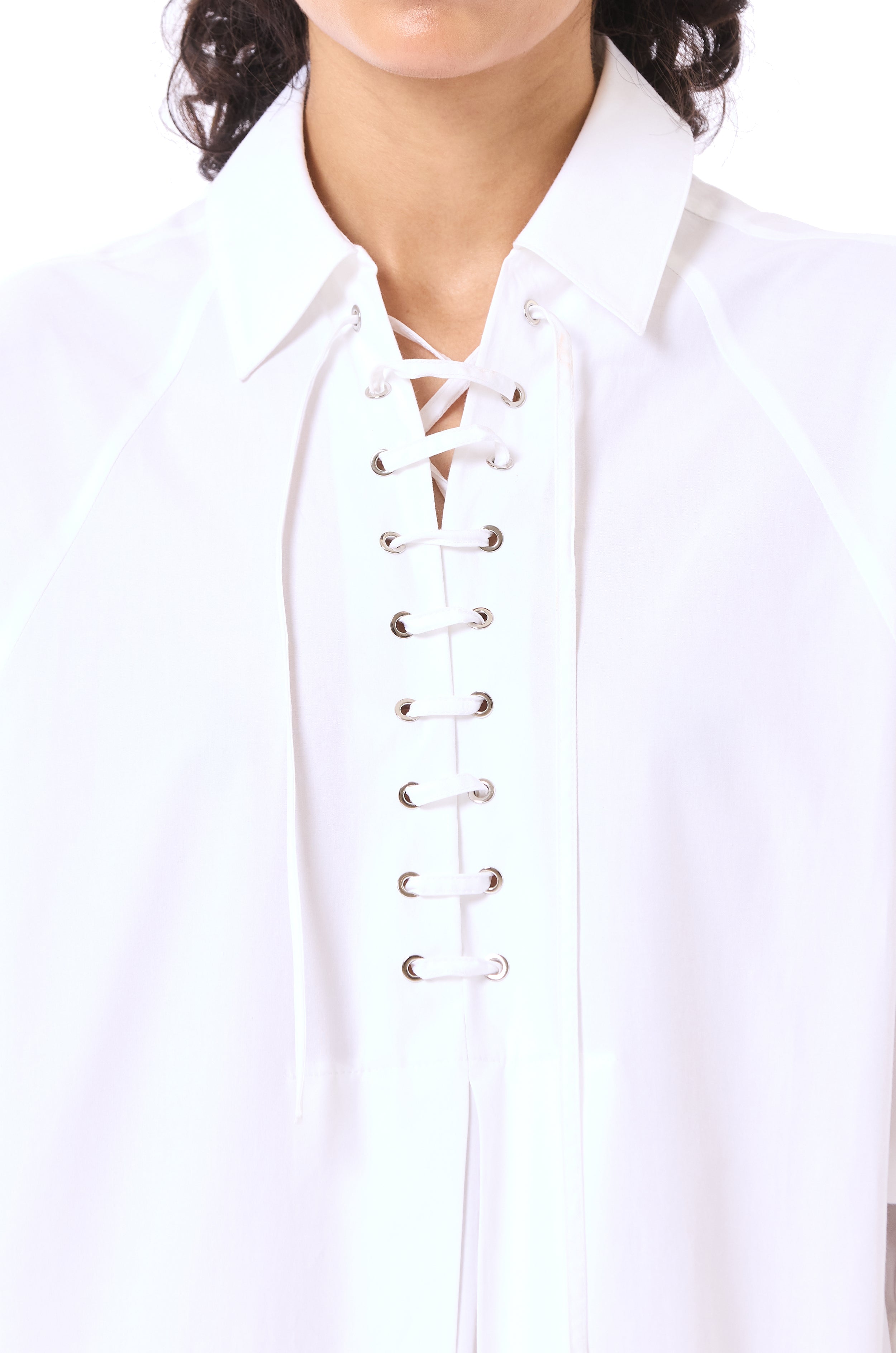 Laced Polo Batwing Shirt Dress