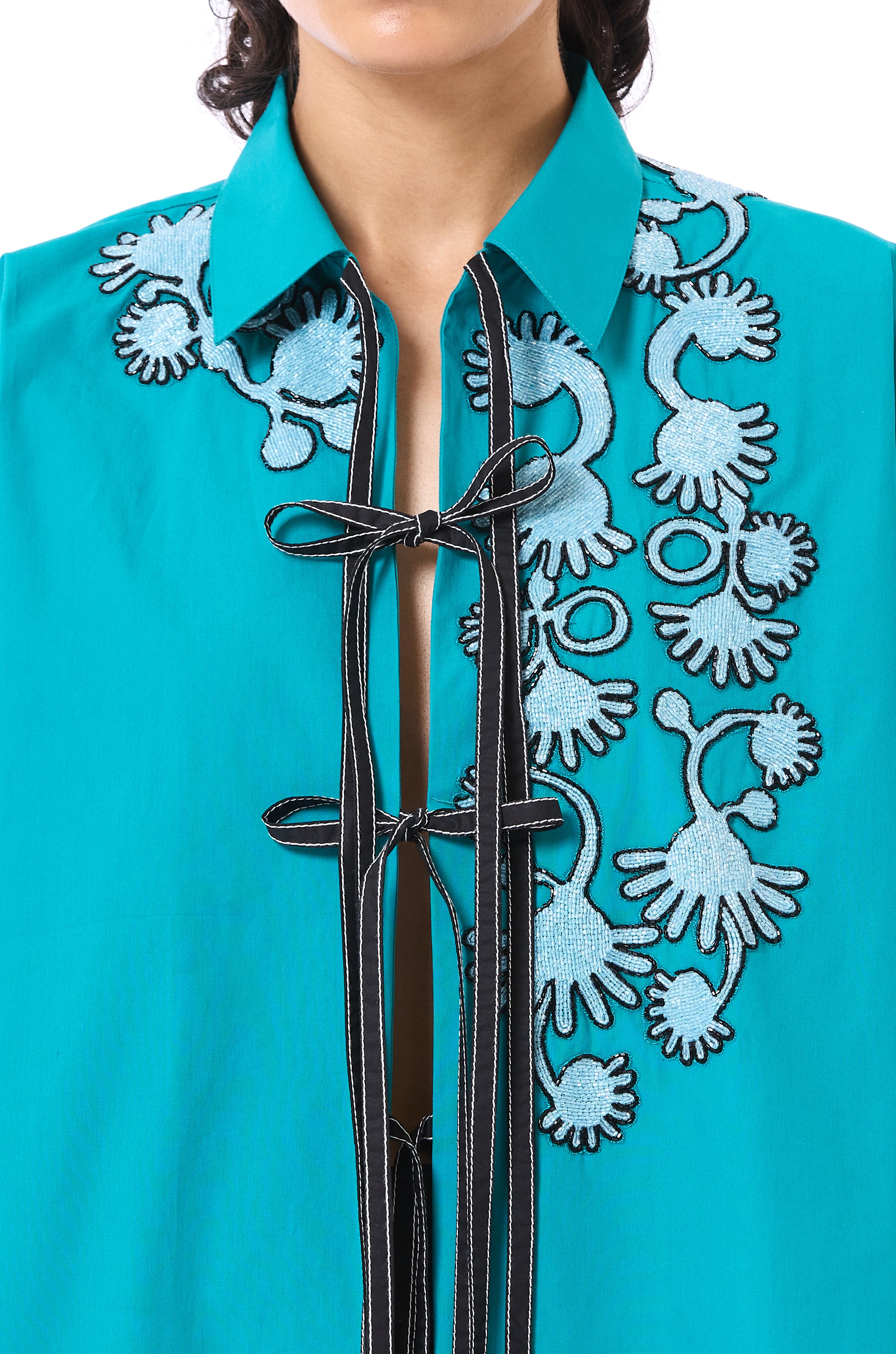 Handcrafted Tie-up Batwing Shirt