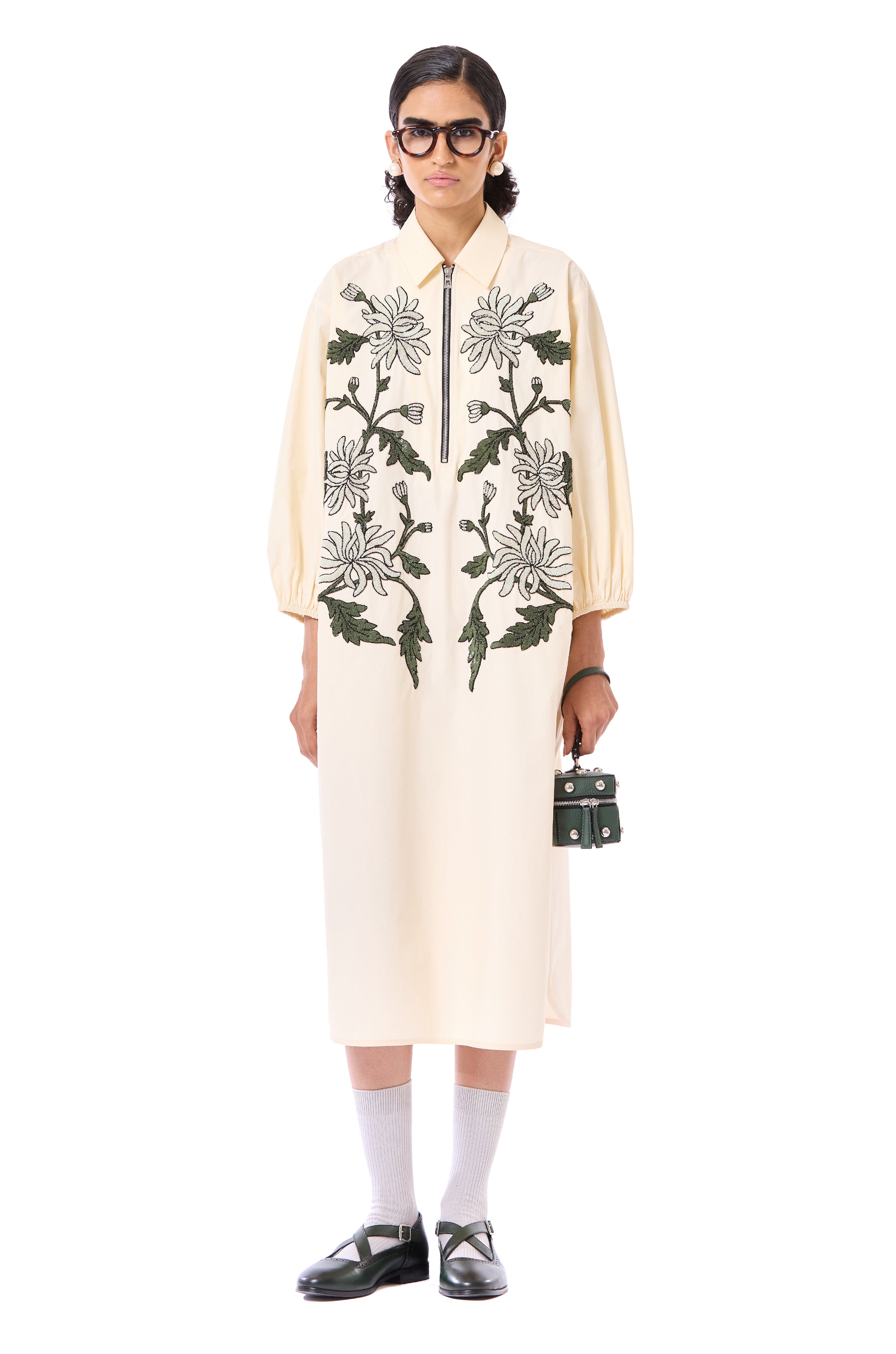 Handcrafted Zip-up Shirt Dress