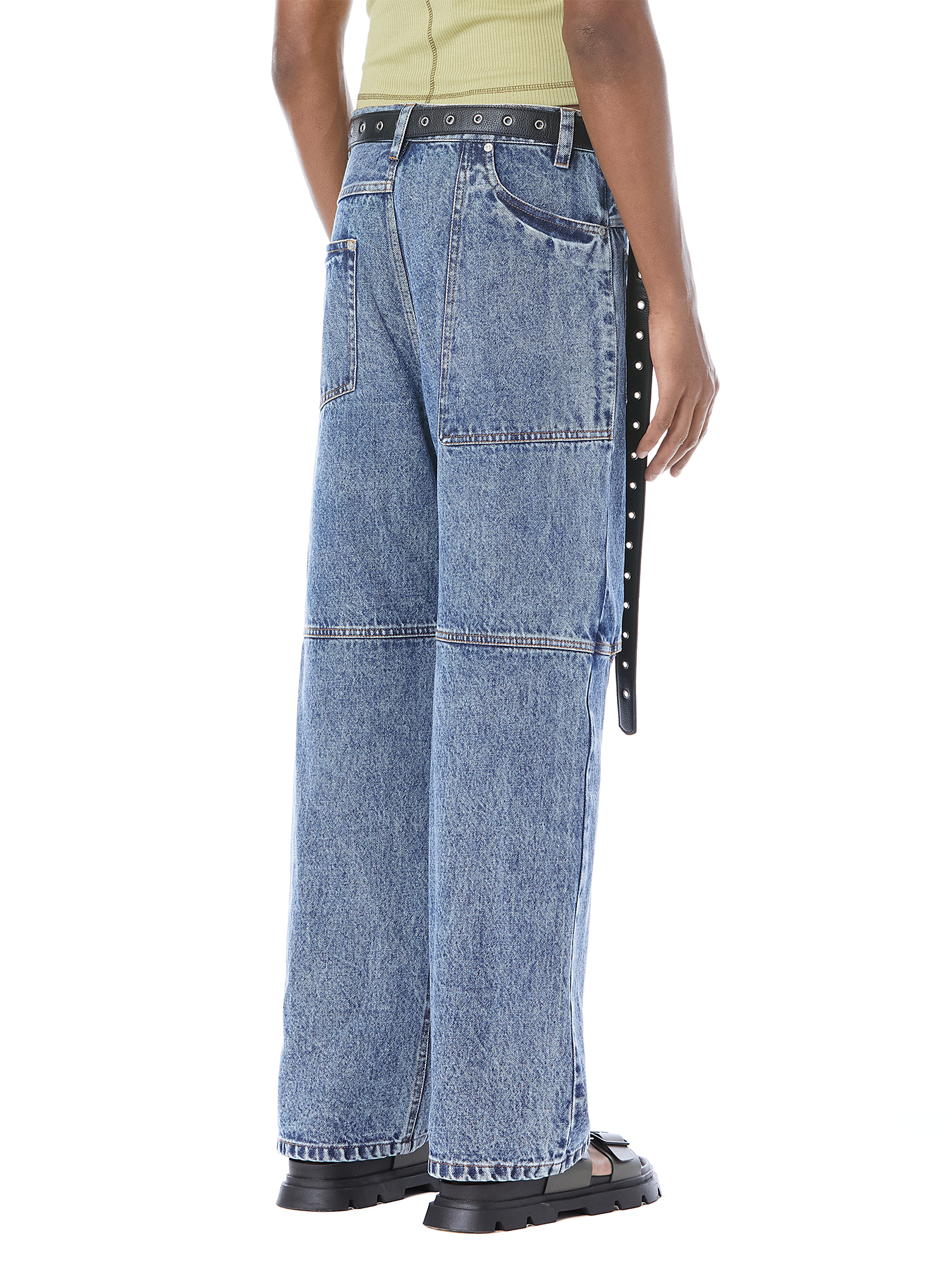 Acid Washed Slit Jeans