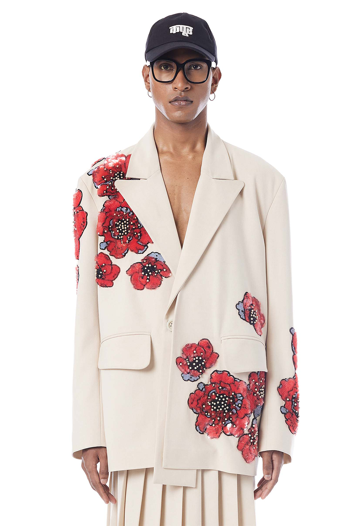 Floral Embroidered Cropped Blazer main image 0