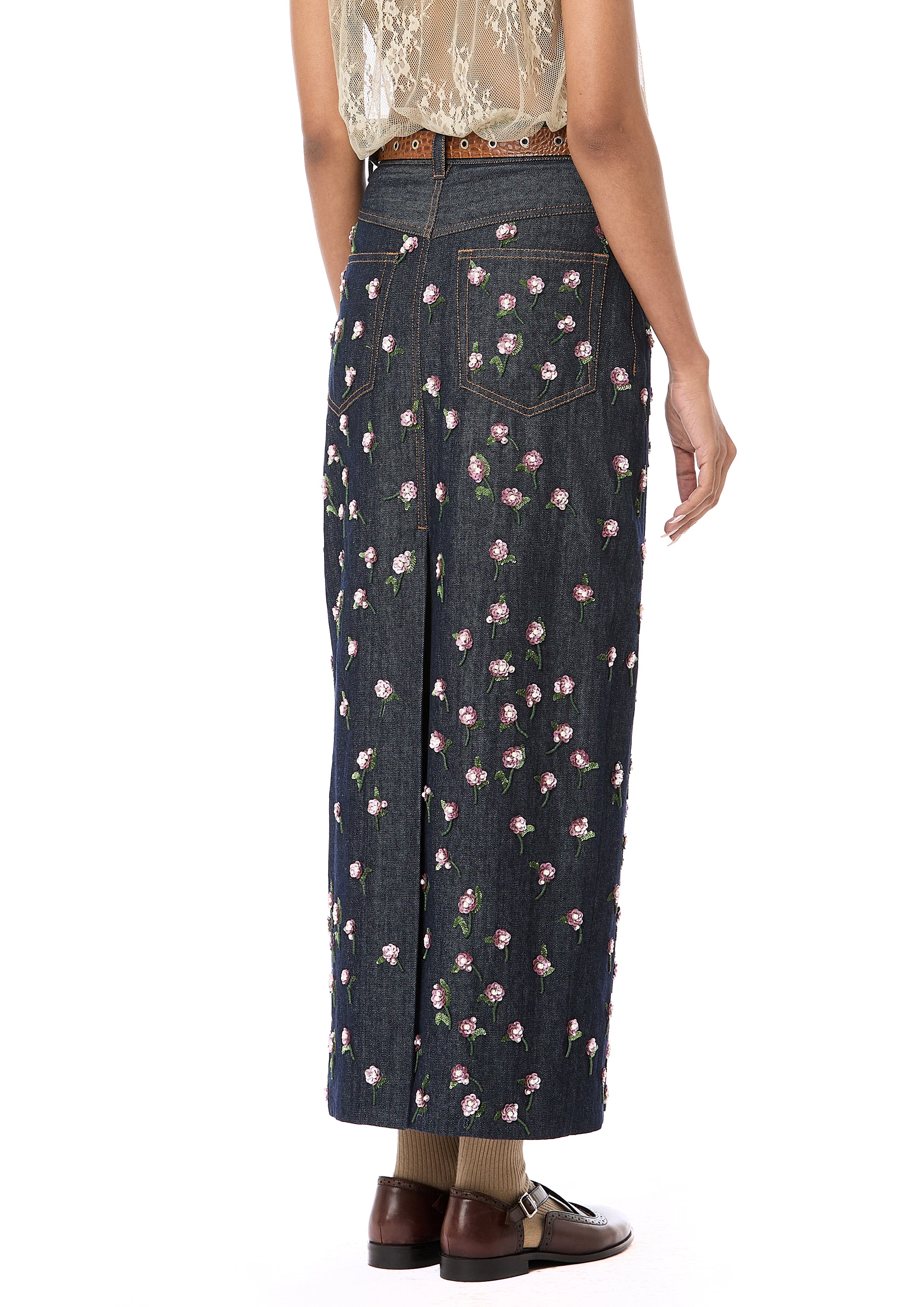 Handcrafted Denim Maxi Skirt