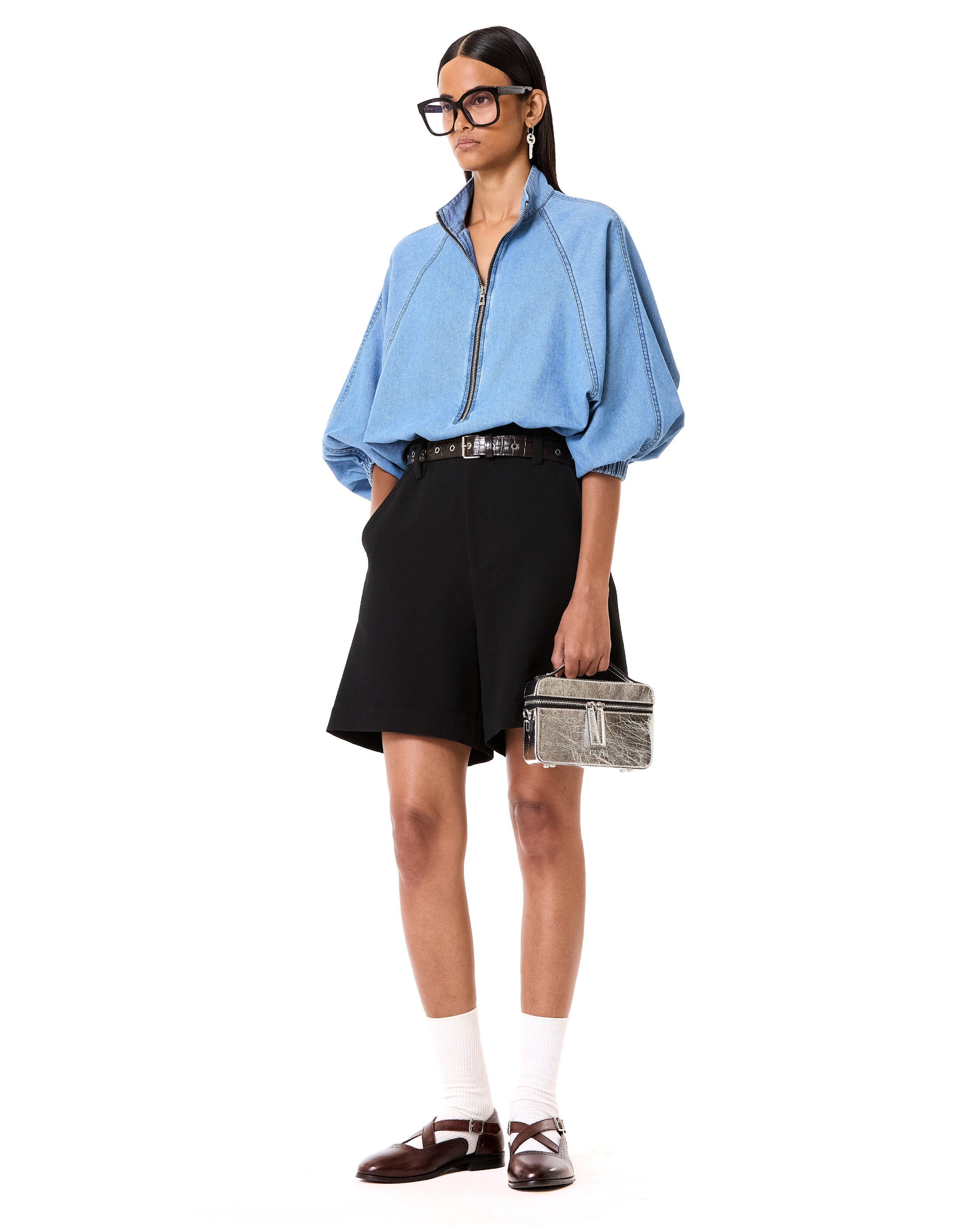 Oversized Polo Zip-up Shirt
