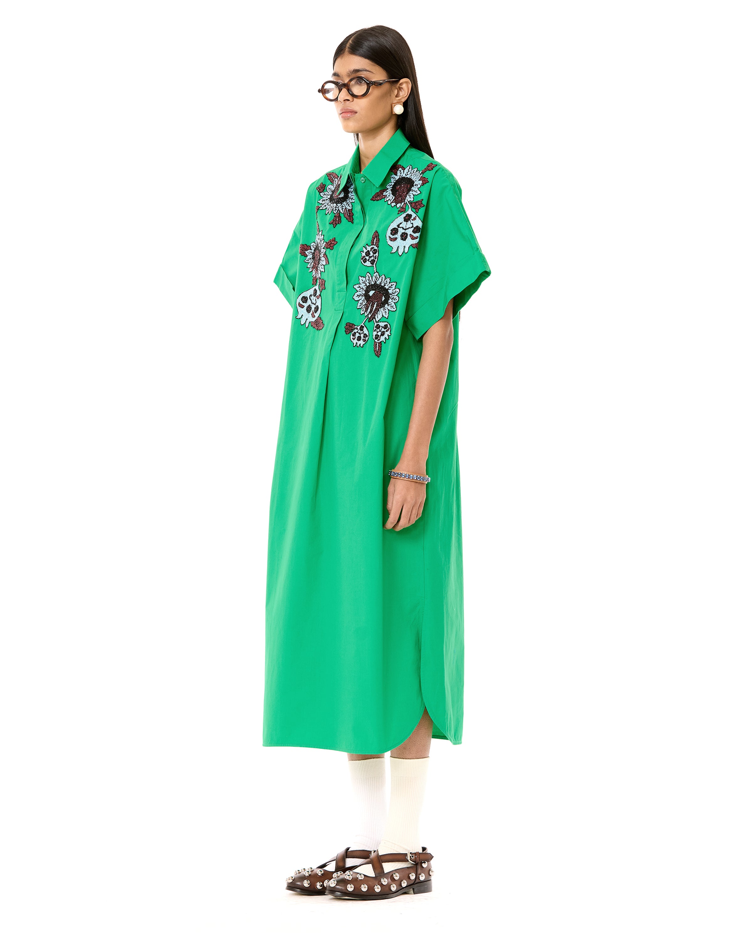 Half Polo Batwing Shirt Dress