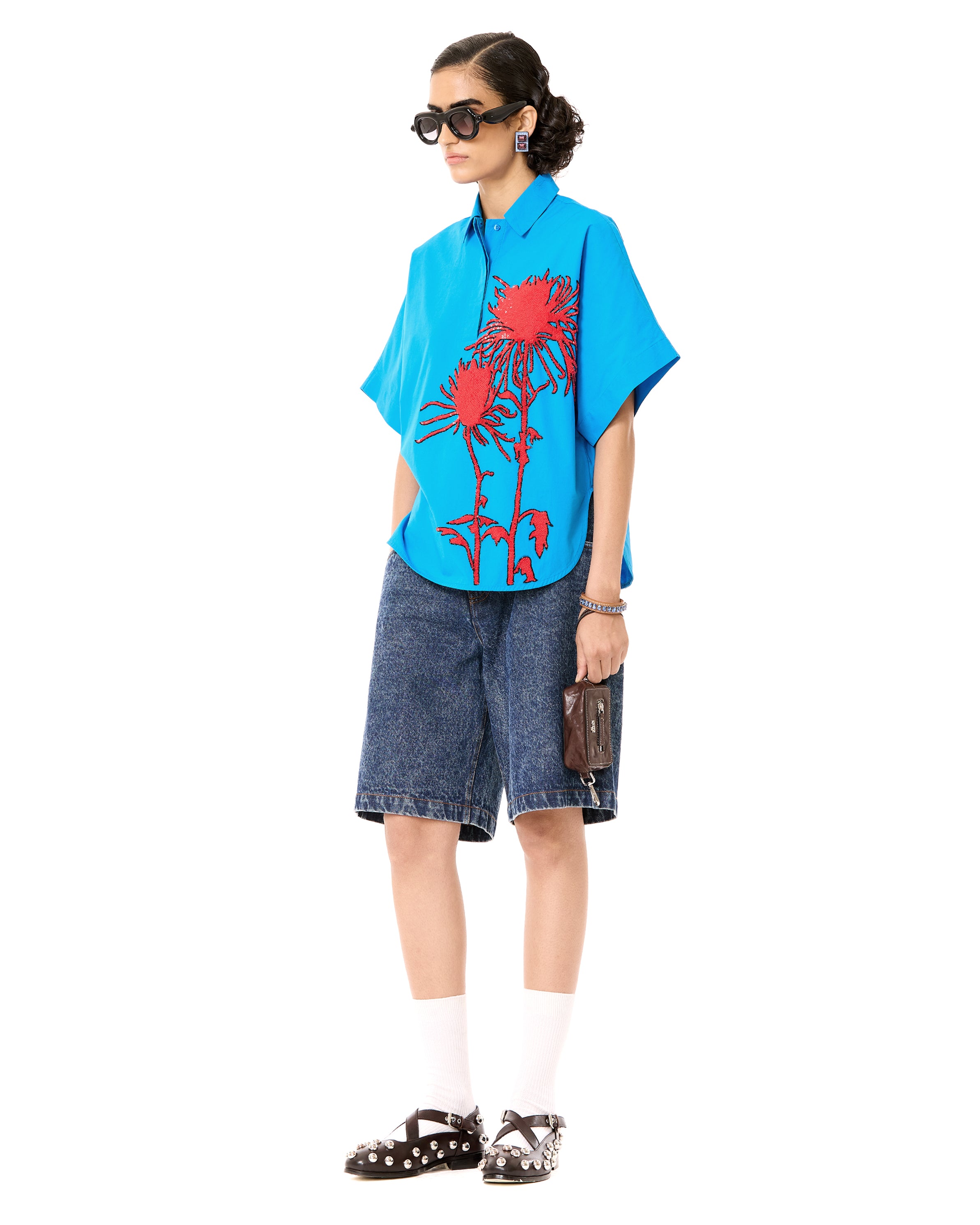 Half Polo Batwing Shirt