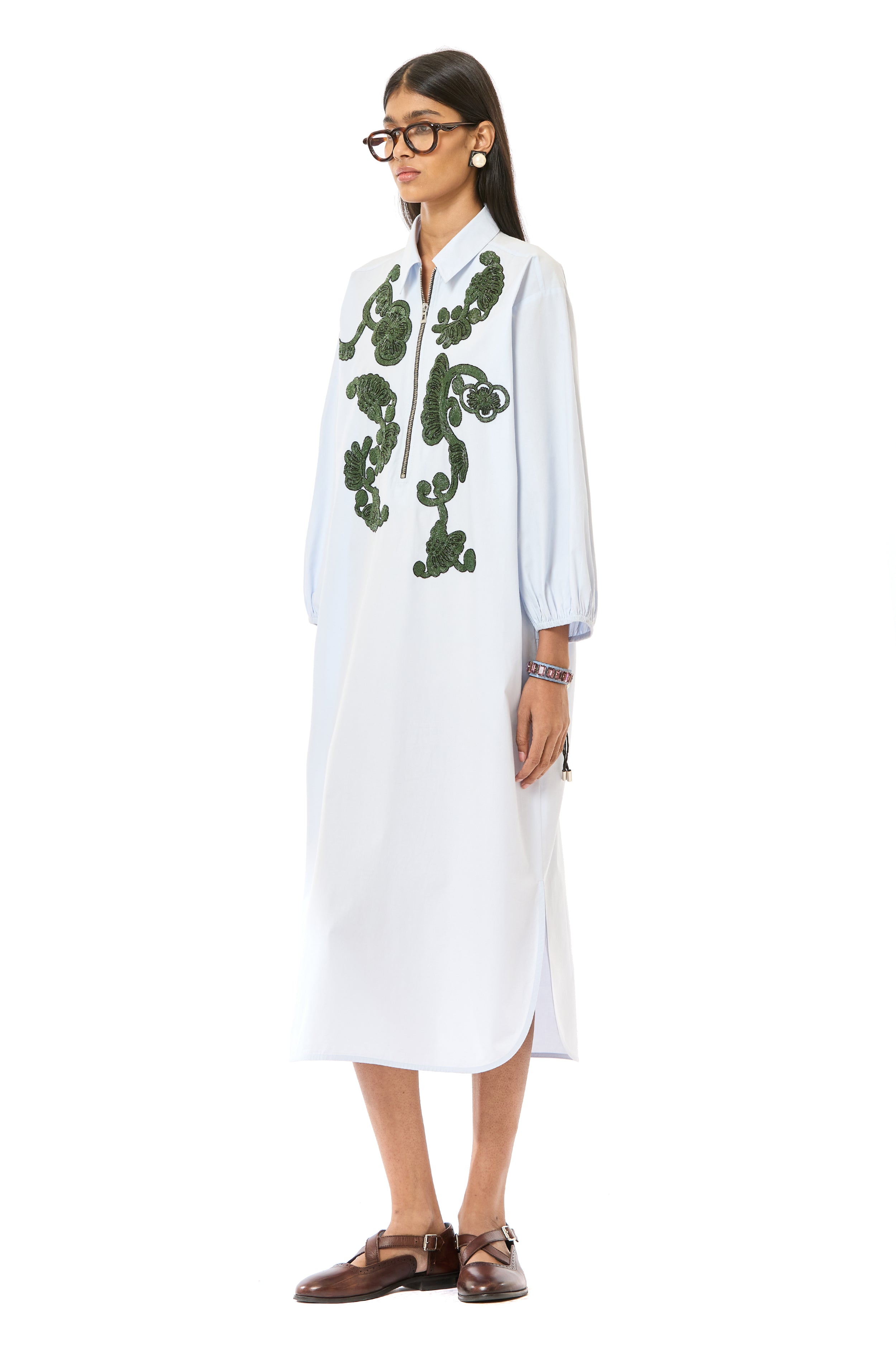 Handcrafted Zip-up Shirt Dress