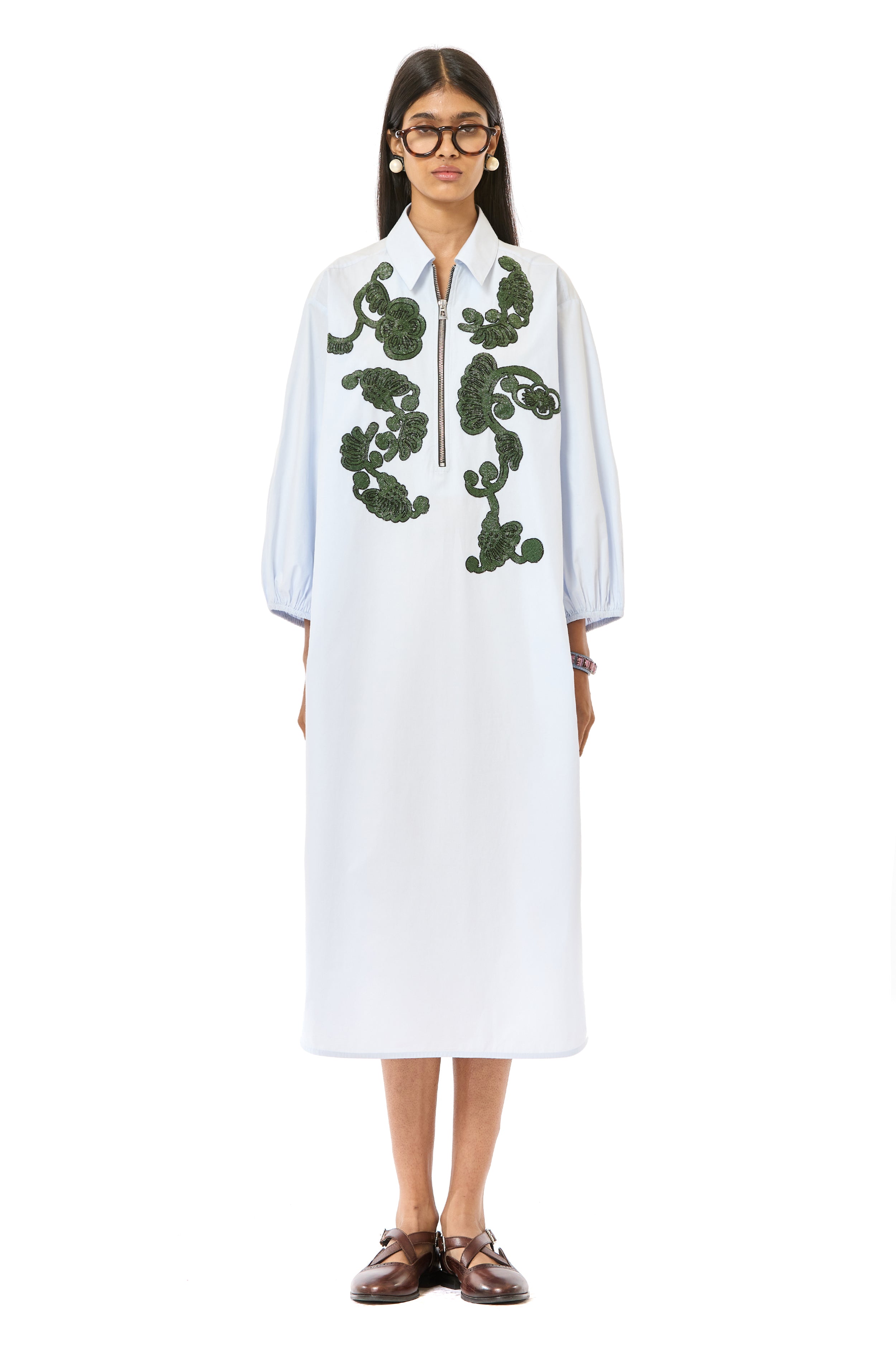 Handcrafted Zip-up Shirt Dress