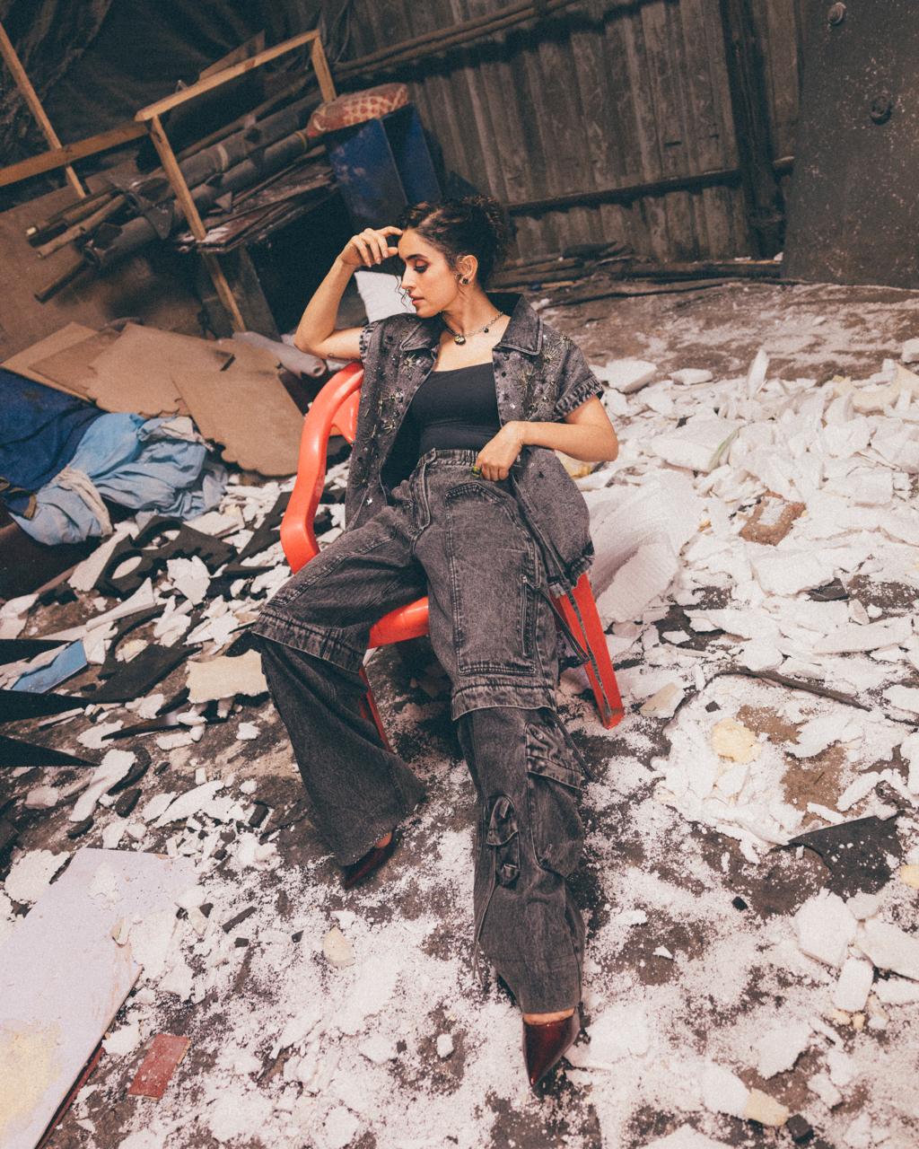 Handcrafted Crystal Tie Up Vest with Modular Cargo Jeans