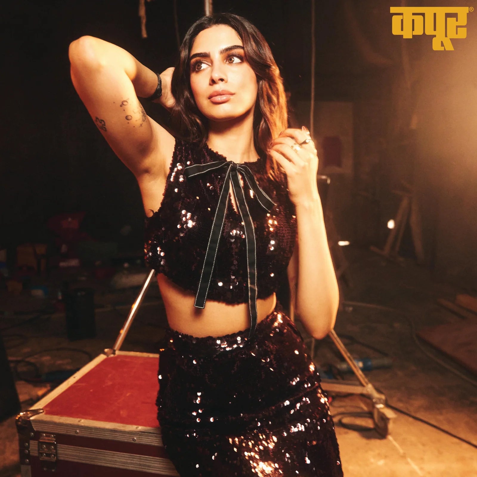 Laminated Sequined Tank Top