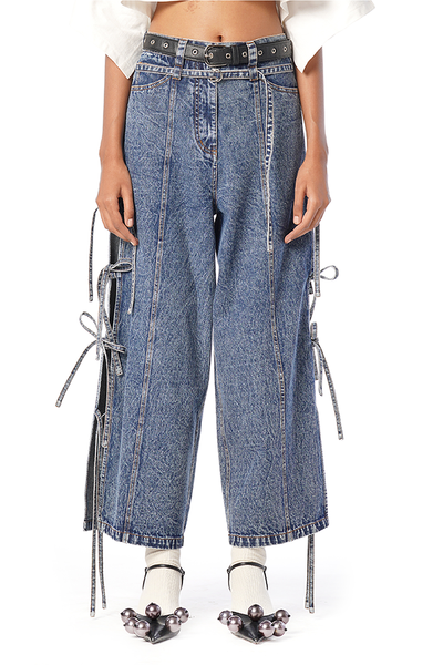 TIE-UP CROPPED JEANS