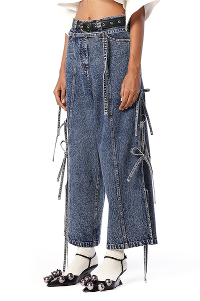 TIE-UP CROPPED JEANS