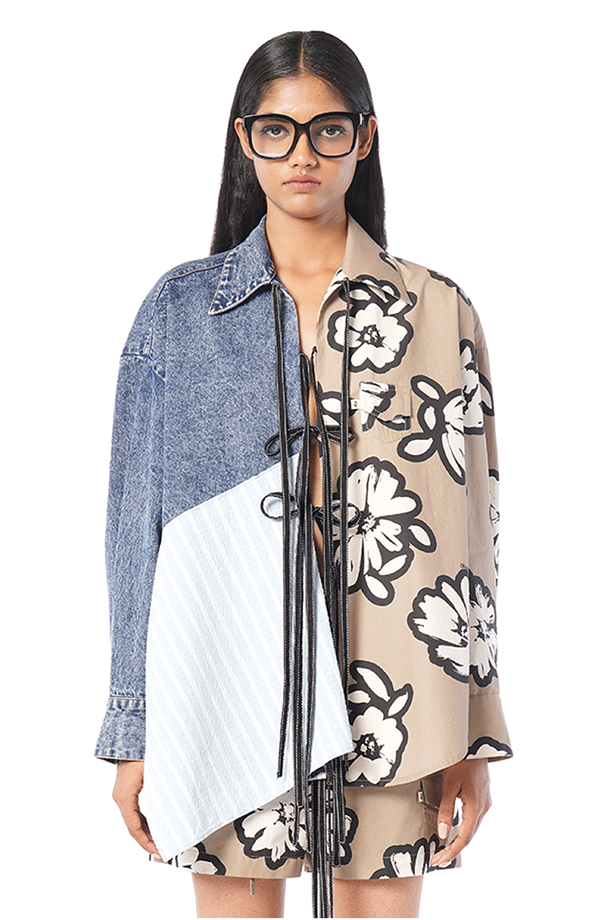 MULTI PANELED TIE-UP SHIRT
