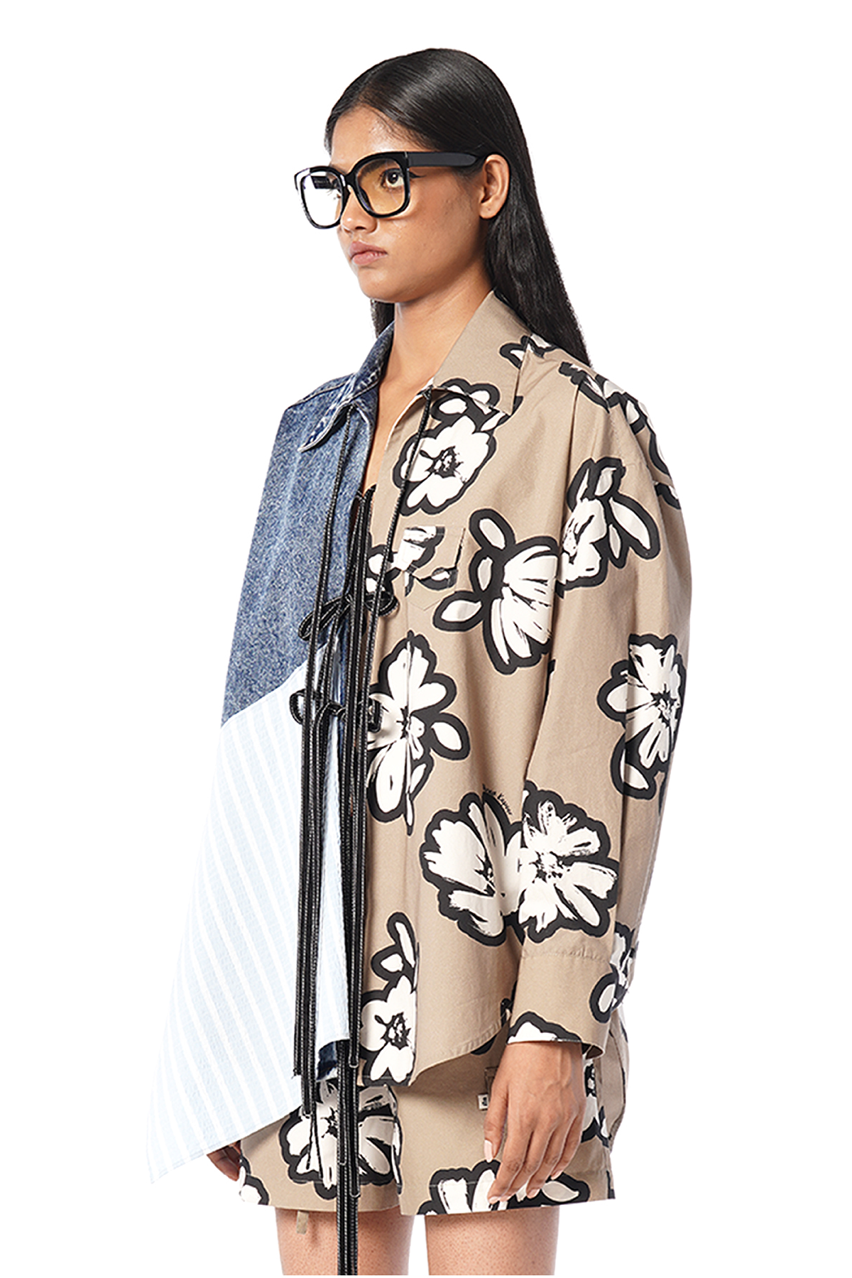 MULTI PANELED TIE-UP SHIRT