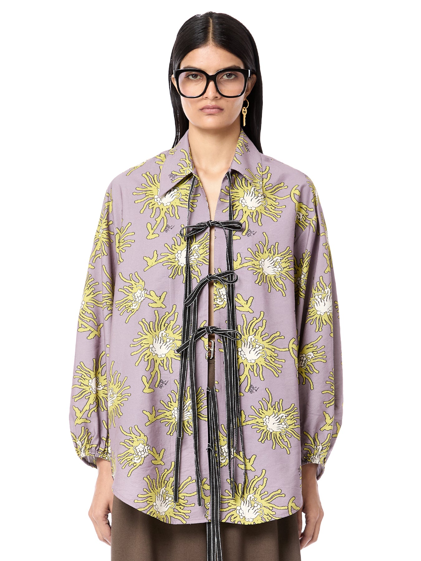 Oversized Luminous Tie-up Shirt