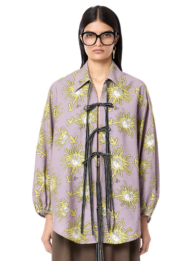 Oversized Luminous Tie-up Shirt