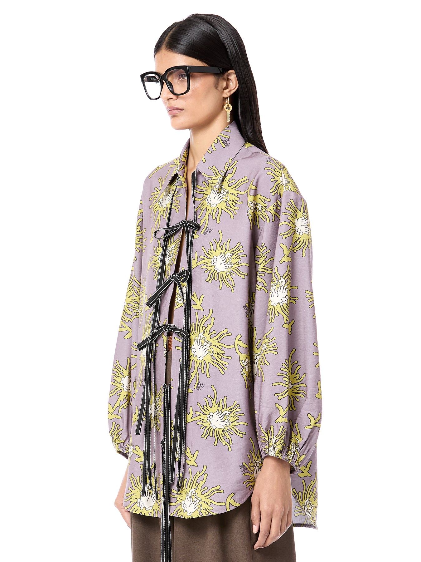 Oversized Luminous Tie-up Shirt