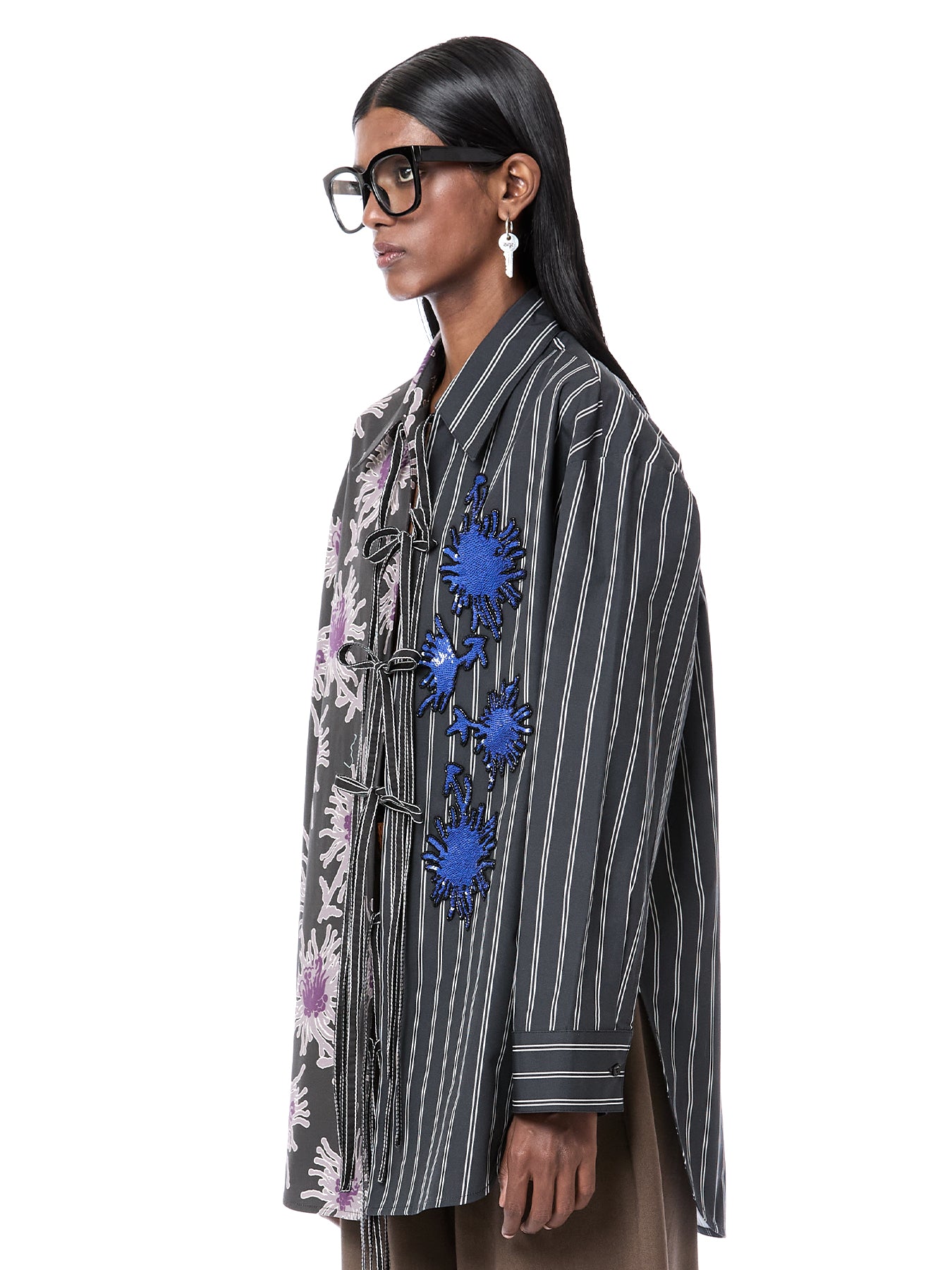 Split Printed Tie-up Shirt
