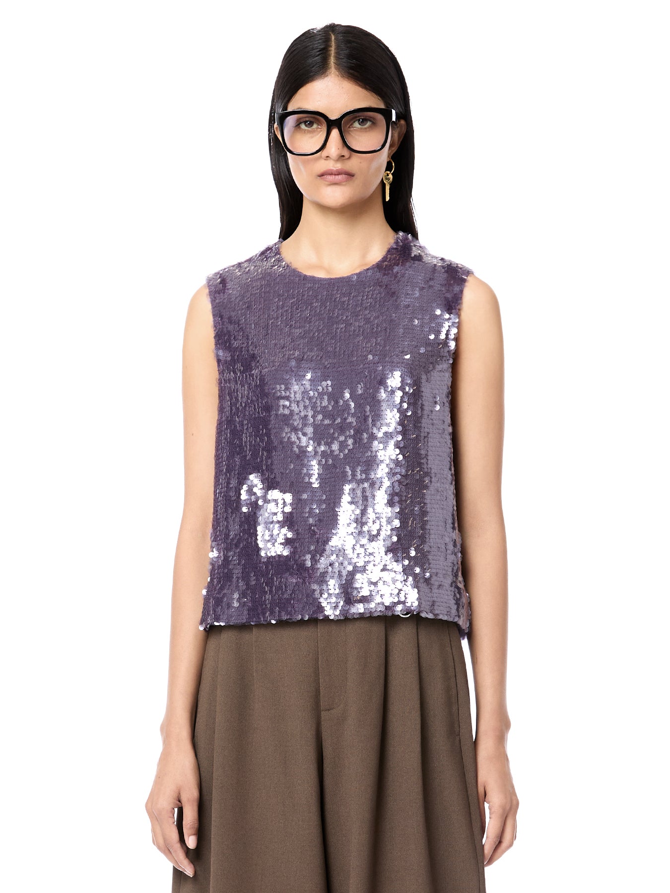 Laminated Sequined Tank Top