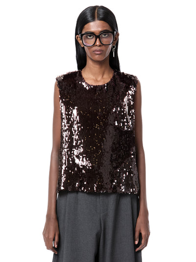Laminated Sequined Tank Top