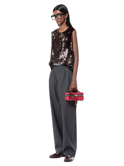 Laminated Sequined Tank Top