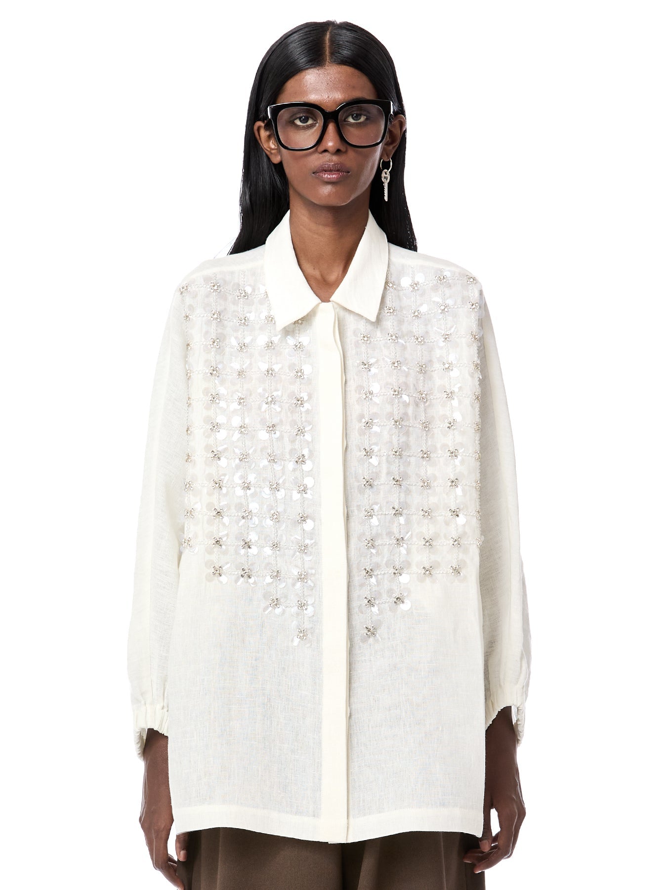 Crystal Grid Batwing Shirt