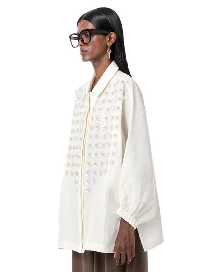 Crystal Grid Batwing Shirt