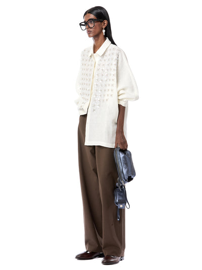 Crystal Grid Batwing Shirt