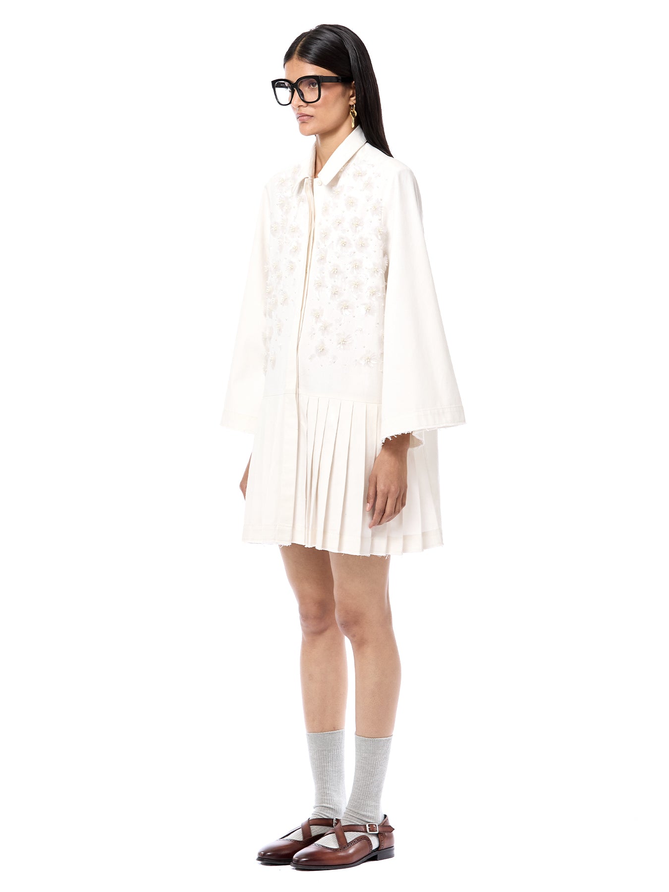 Handcrafted Pleated Shirt Dress