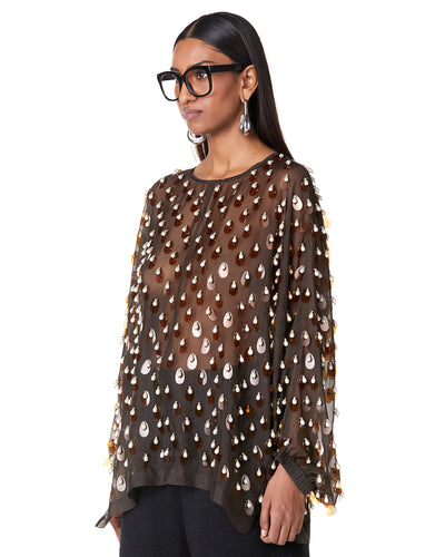 Rains Collarless Batwing Shirt